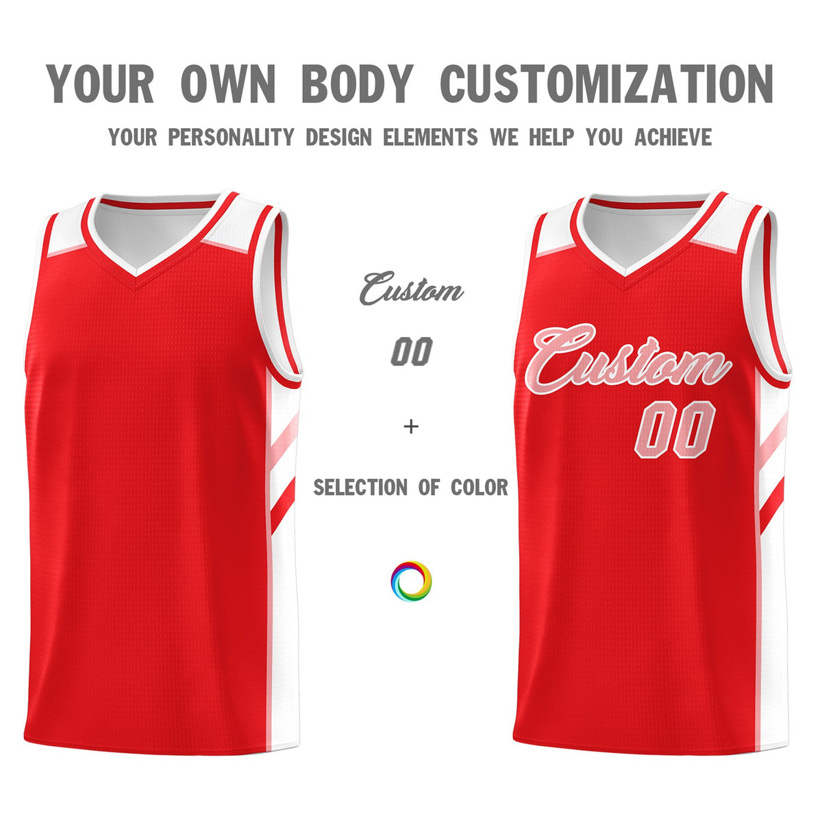 Custom Red White Pink Classic Tops Fashion Sportwear Basketball Jersey