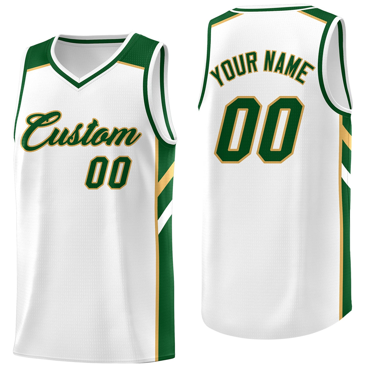 Custom White Green Classic Tops Men/Boy Athletic Basketball Jersey