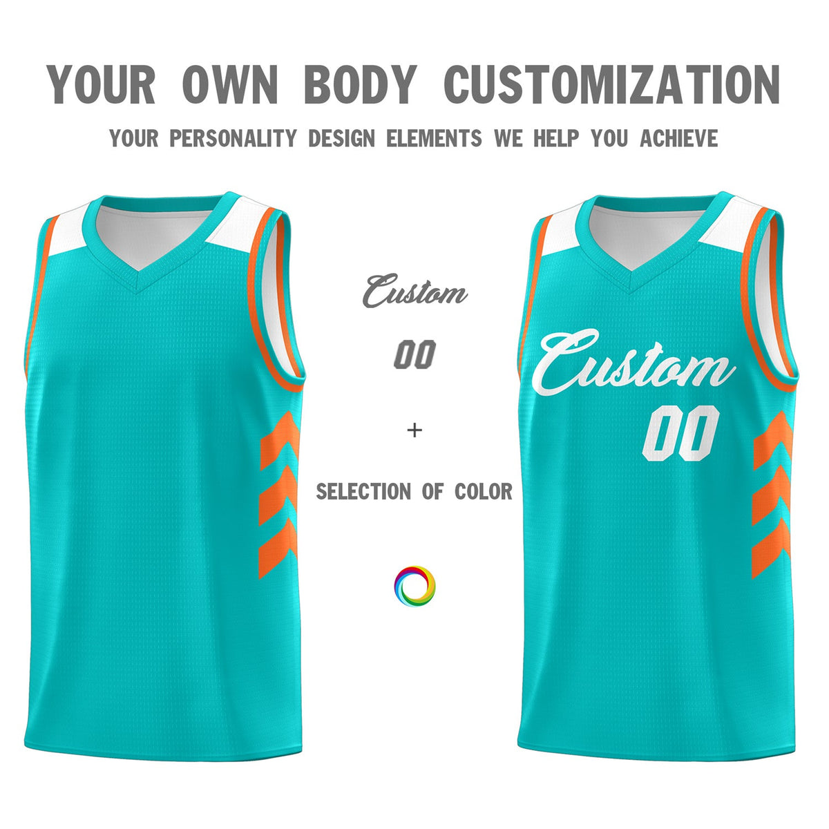 Custom Light Green White-Orange Classic Tops Fashion Sportwear Basketball Jersey
