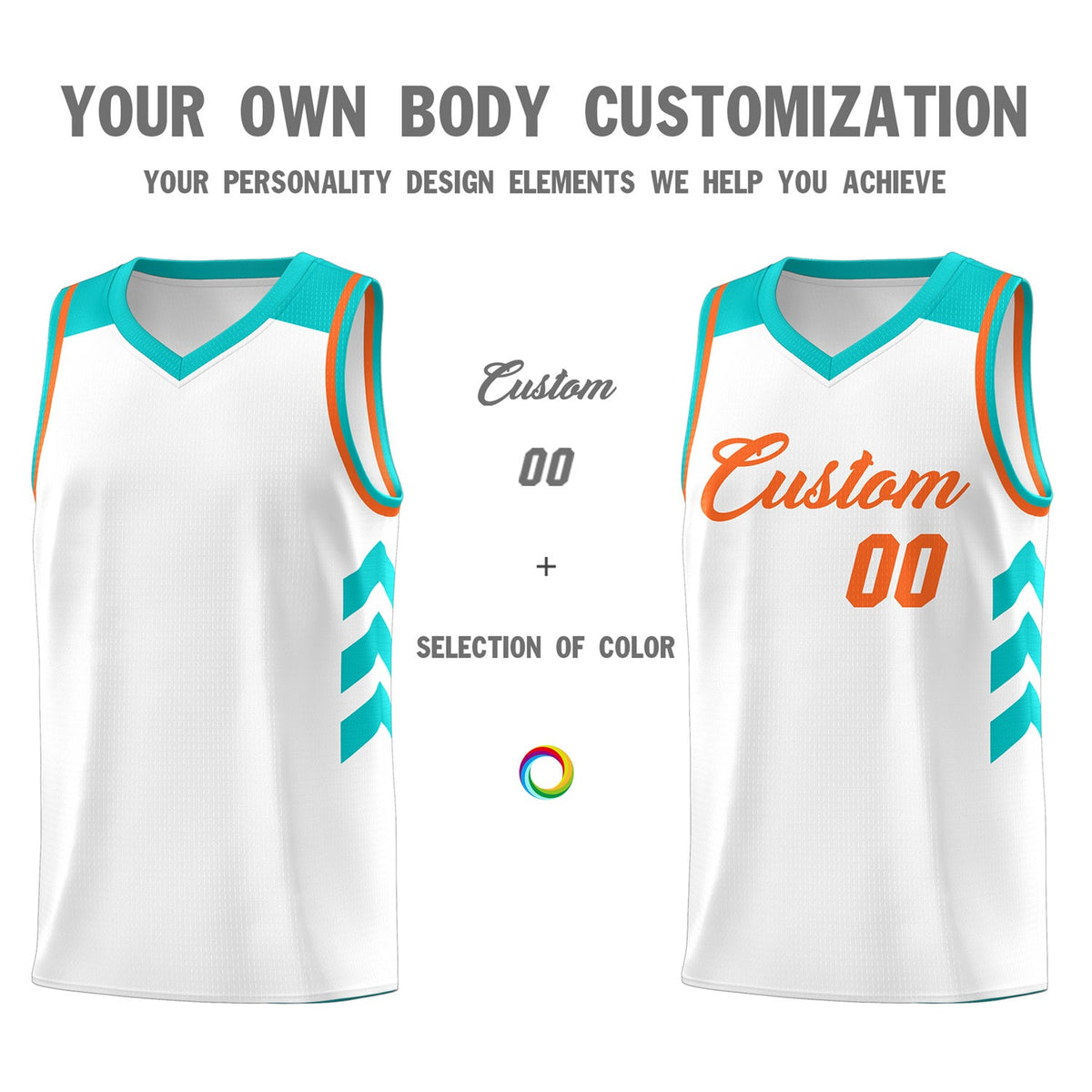 Custom White Orange Classic Tops Fashion Sportwear Basketball Jersey