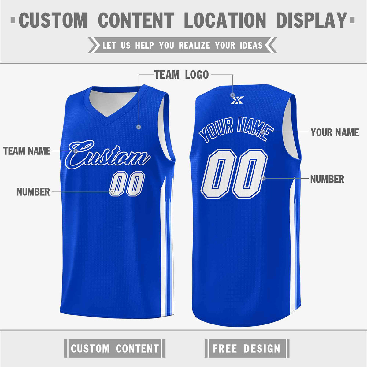 Custom Royal White-Classic Tops Mesh Sport Basketball Jersey