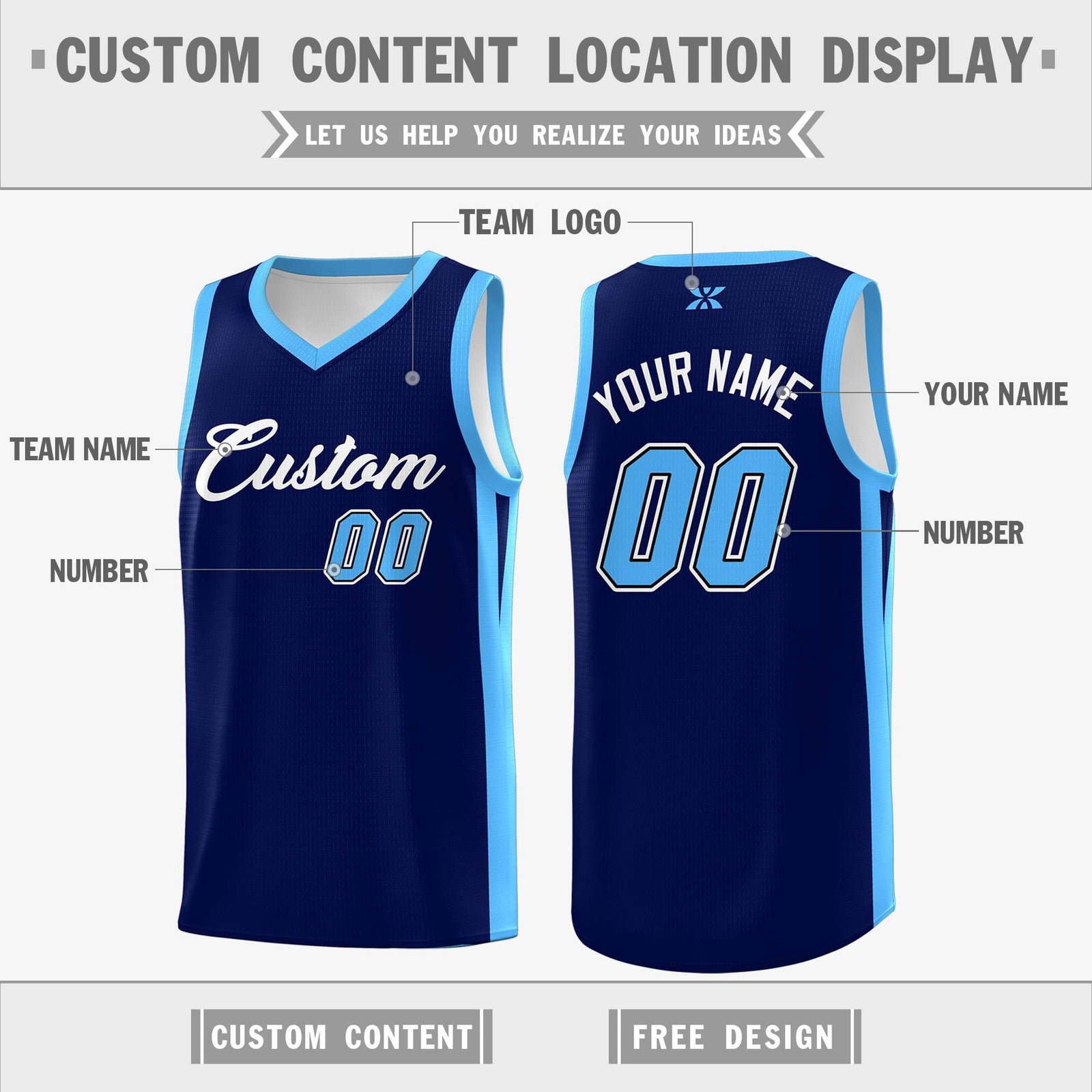 Custom Navy White Classic Tops Outdoor Basketball Jersey