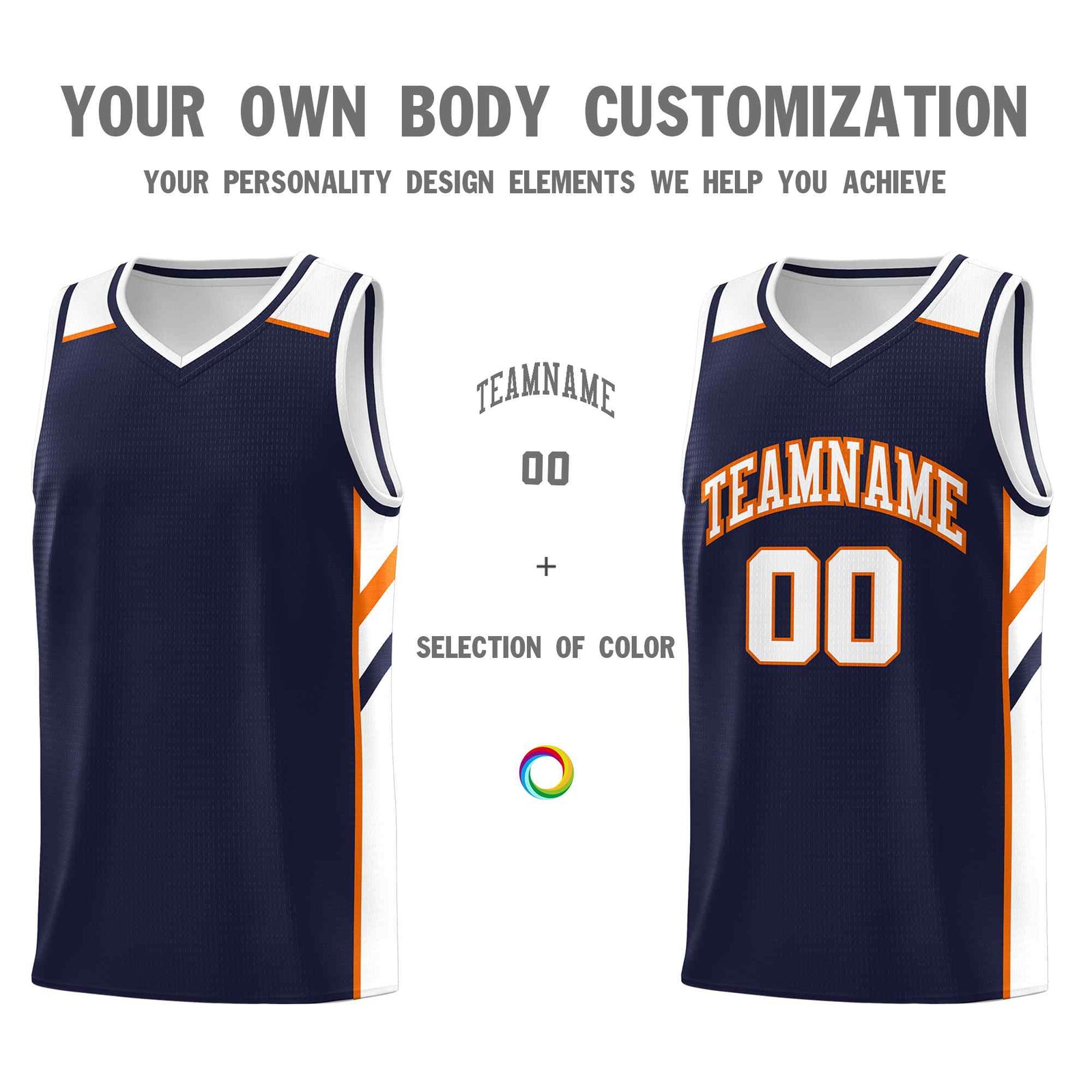 Custom Navy White-Orange Classic Sets Sports Uniform Basketball Jersey