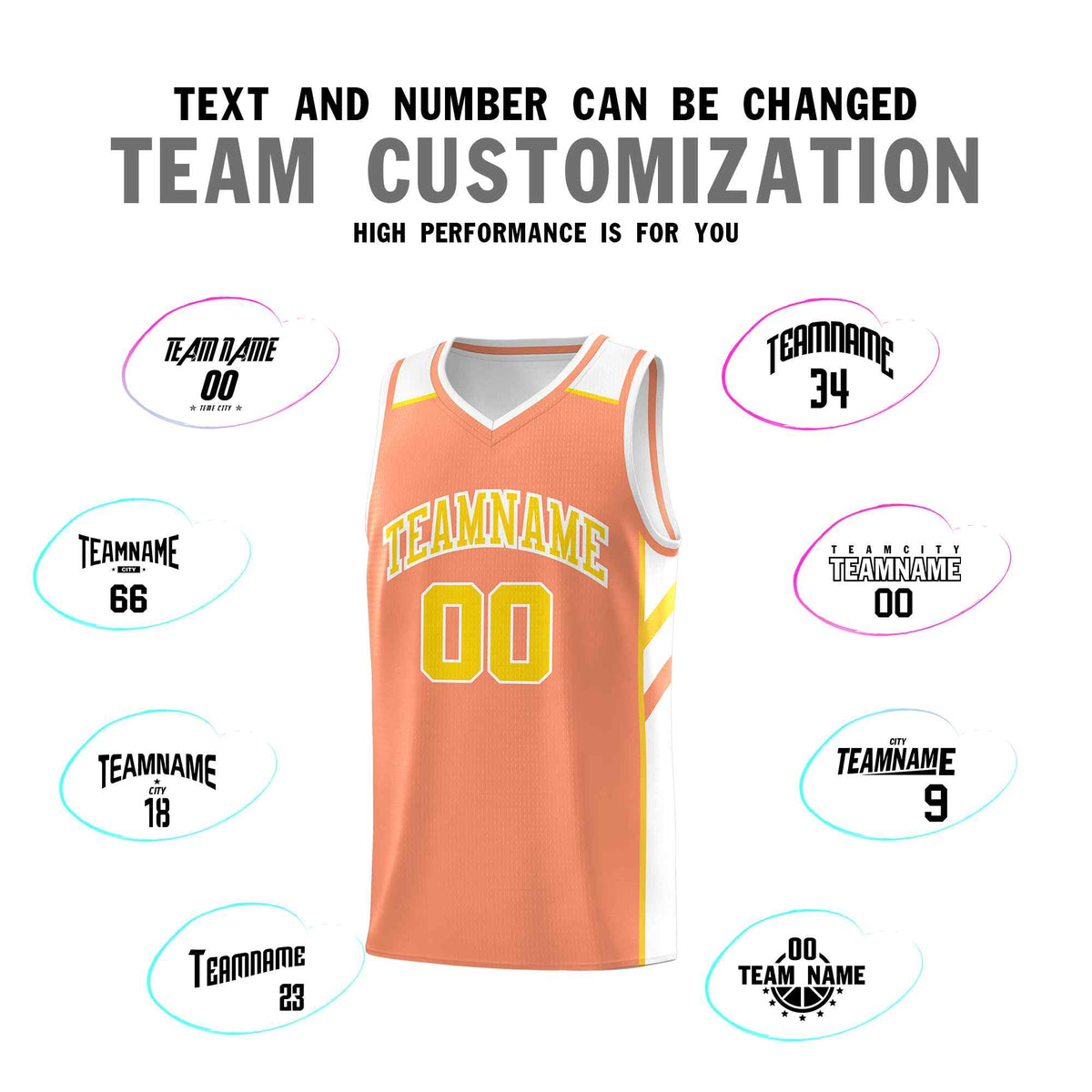 Custom Orange Yellow-White Classic Sets Sports Uniform Basketball Jersey