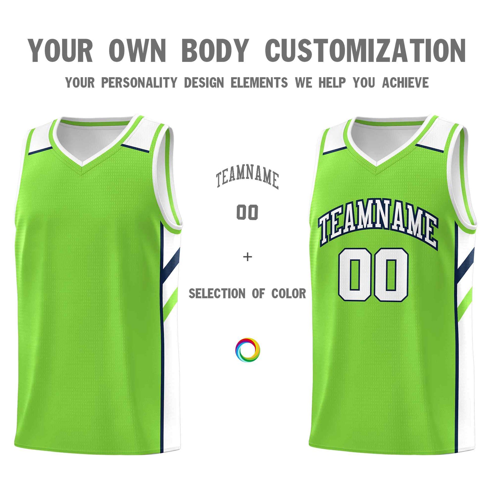 Custom Neon Green White-Navy Classic Sets Sports Uniform Basketball Jersey
