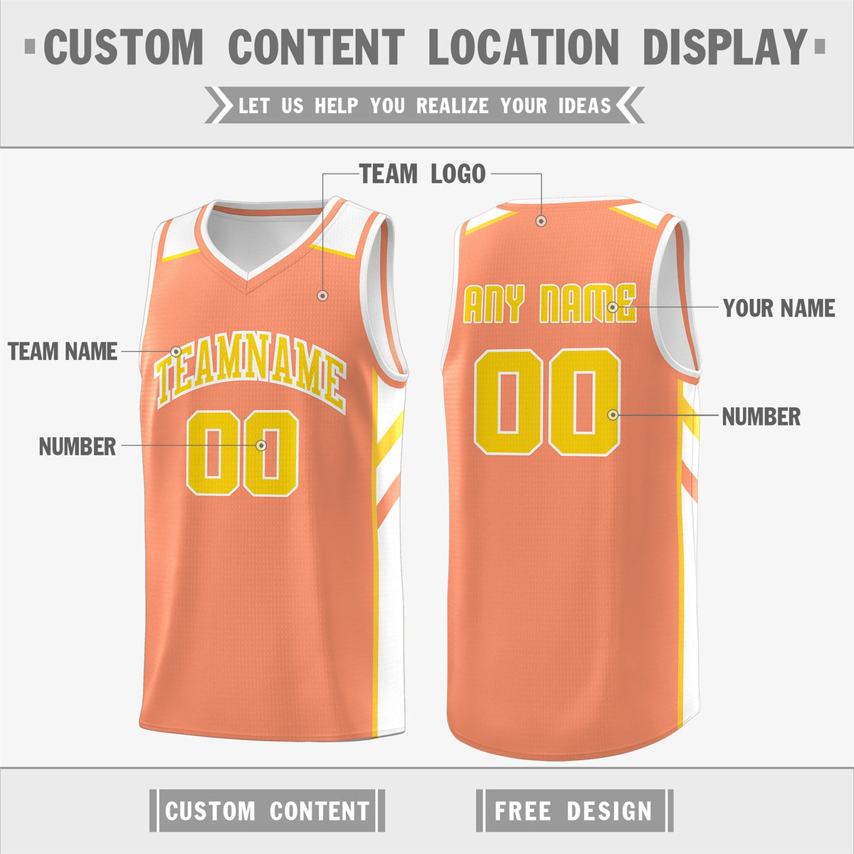 Custom Orange Yellow Classic Tops Men/Boy Athletic Basketball Jersey