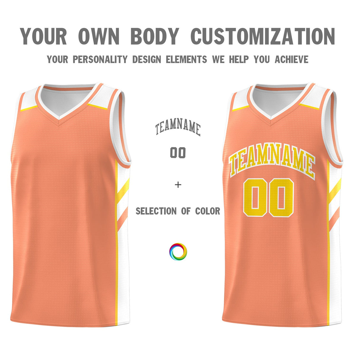 Custom Orange Yellow Classic Tops Men/Boy Athletic Basketball Jersey
