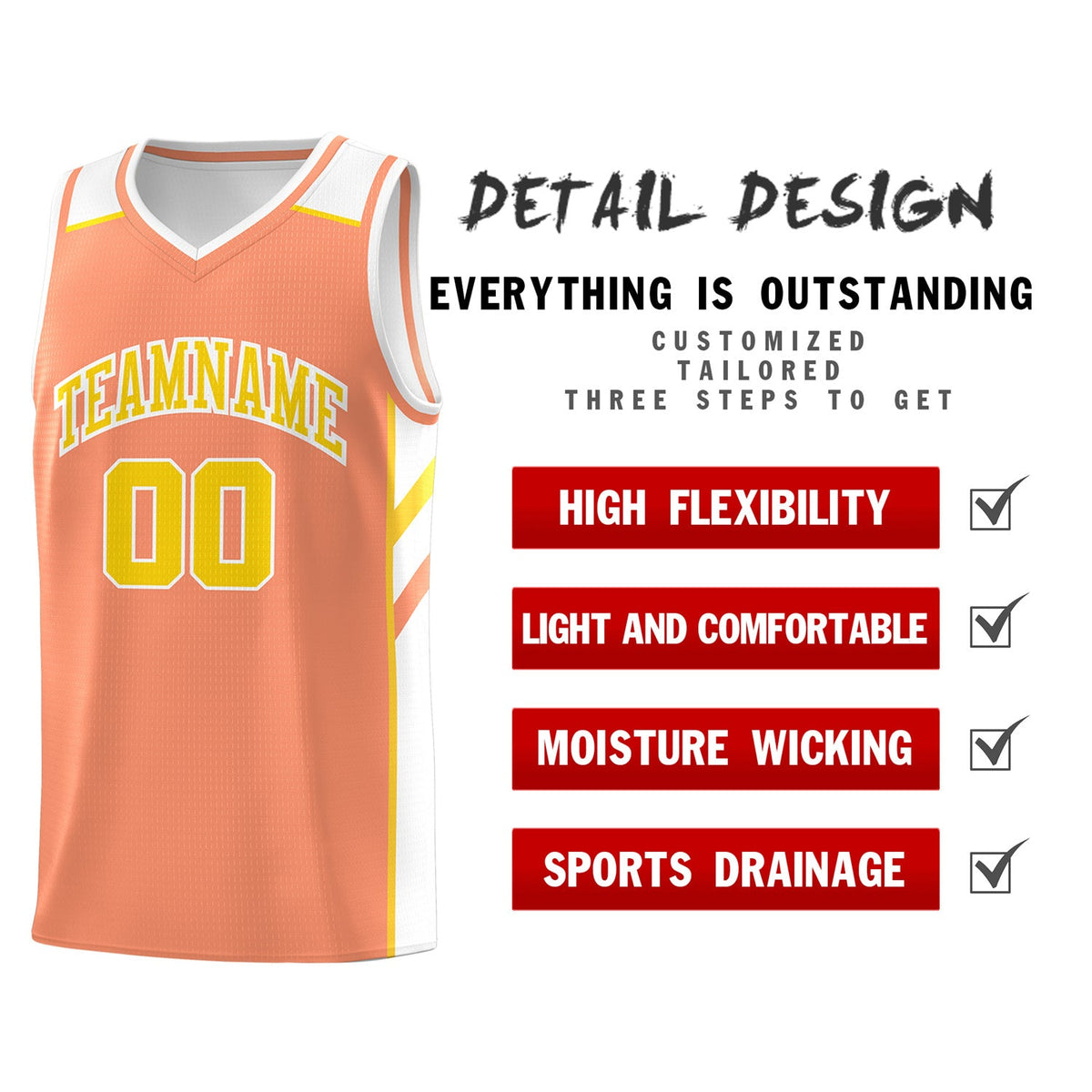 Custom Orange Yellow Classic Tops Men/Boy Athletic Basketball Jersey