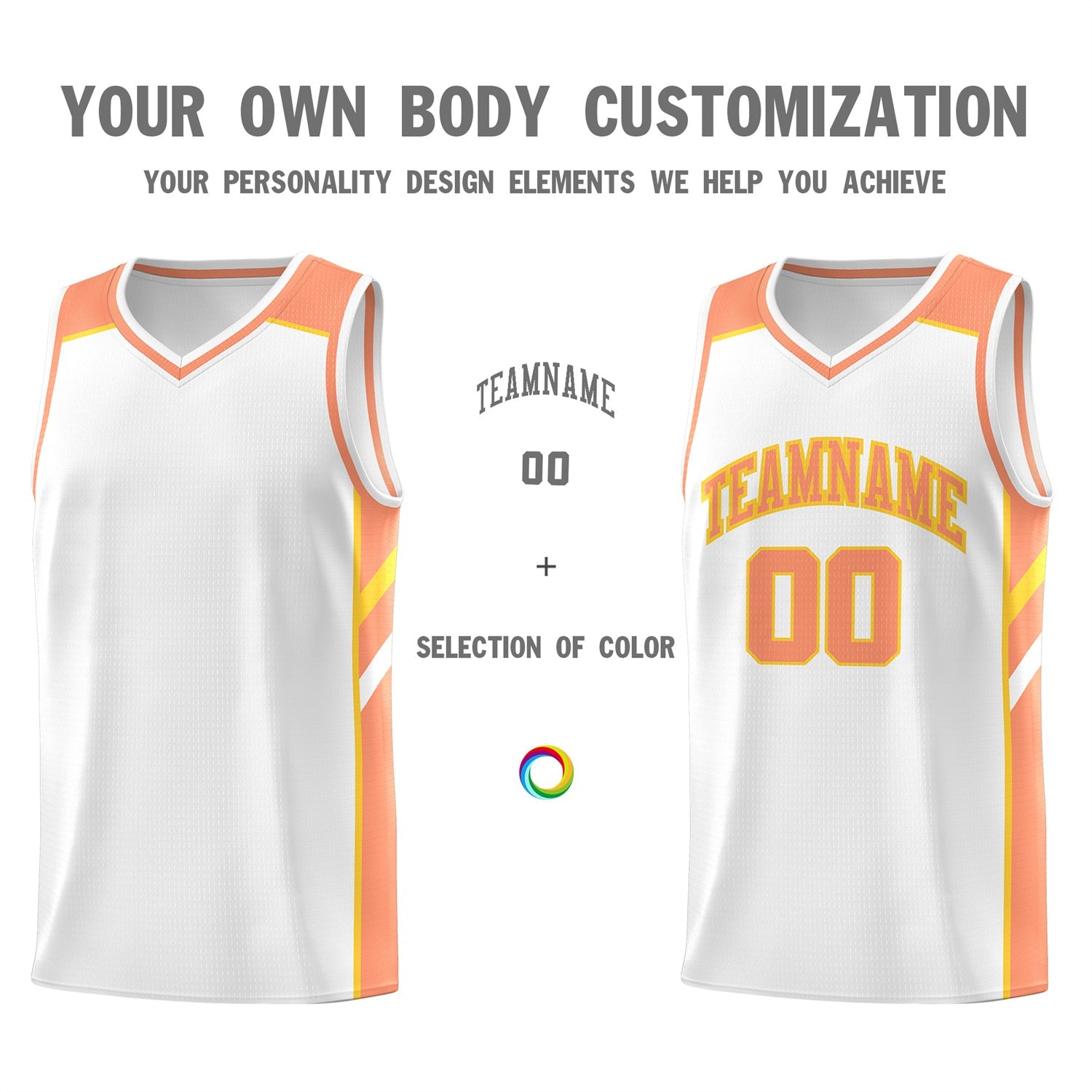 Custom White Orange Classic Tops Men/Boy Athletic Basketball Jersey