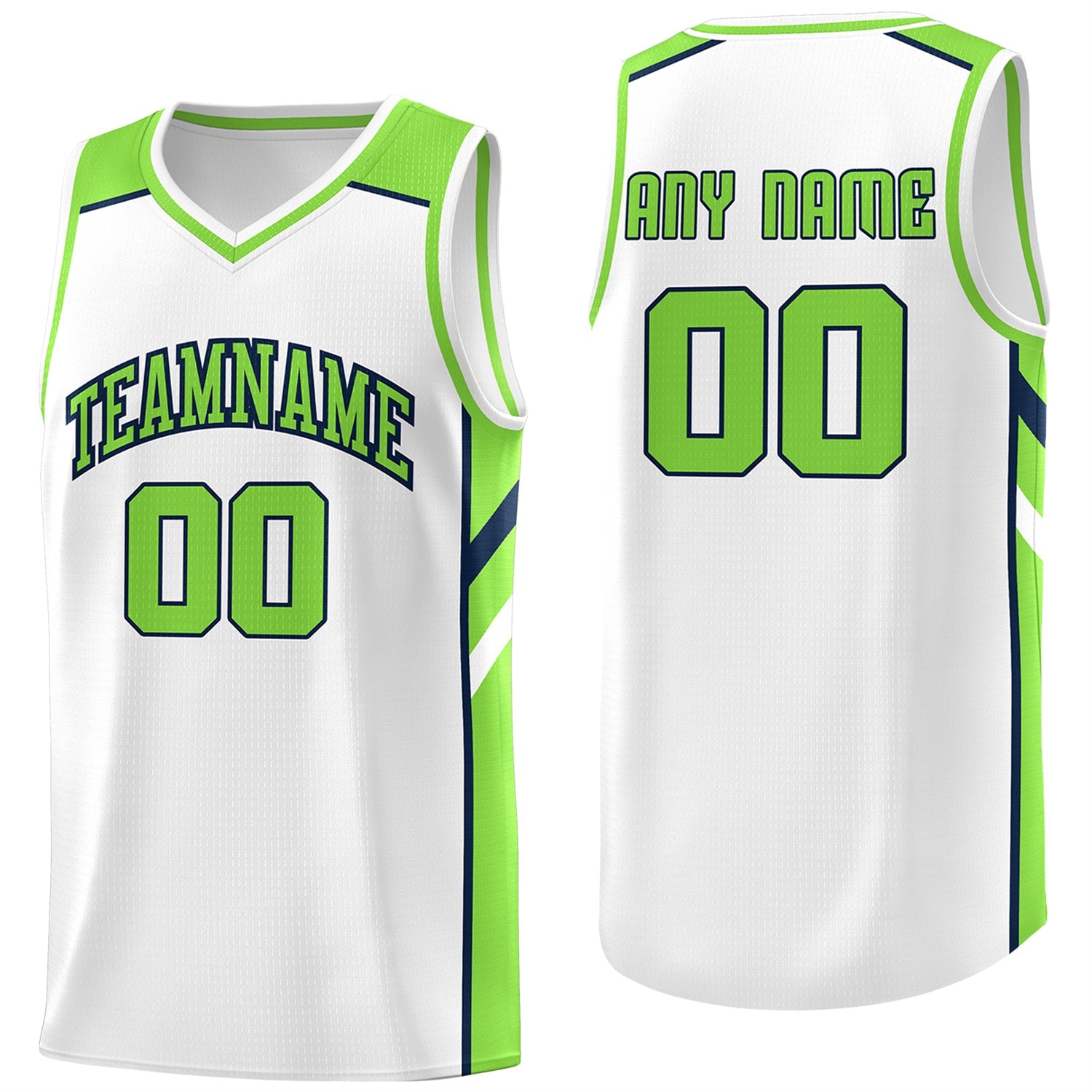 Custom White Green Classic Tops Men/Boy Athletic Basketball Jersey