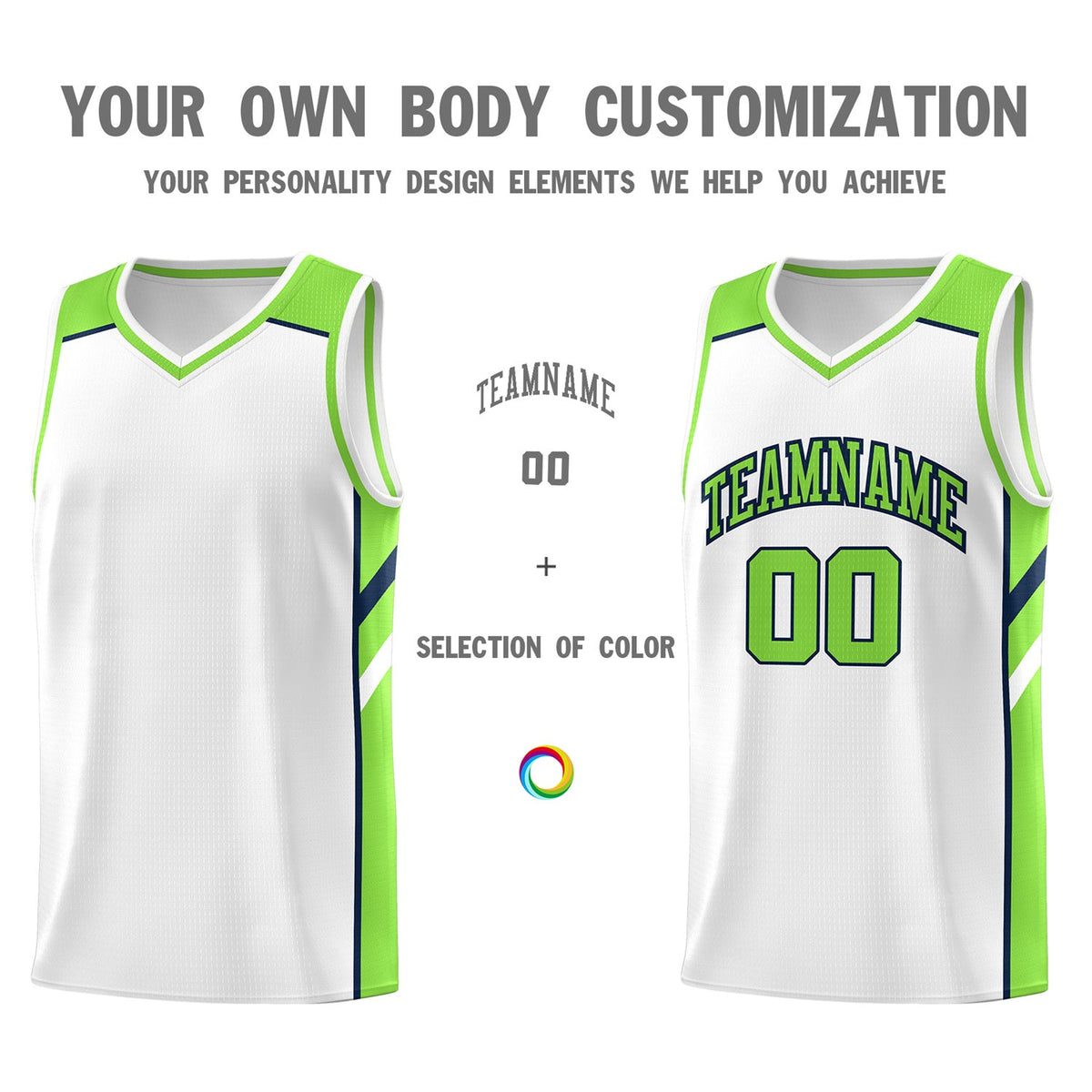 Custom White Green Classic Tops Men/Boy Athletic Basketball Jersey