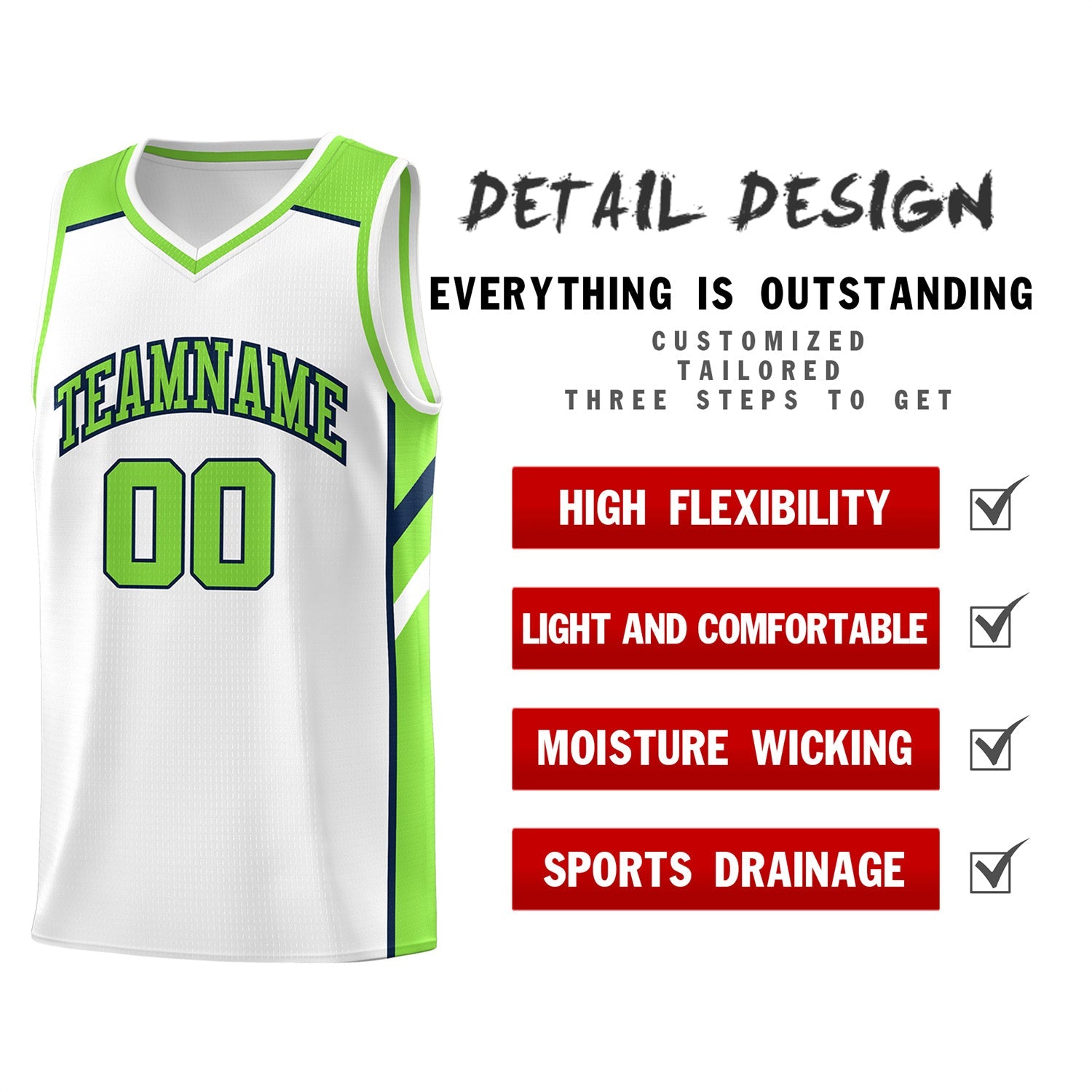 Custom White Green Classic Tops Men/Boy Athletic Basketball Jersey
