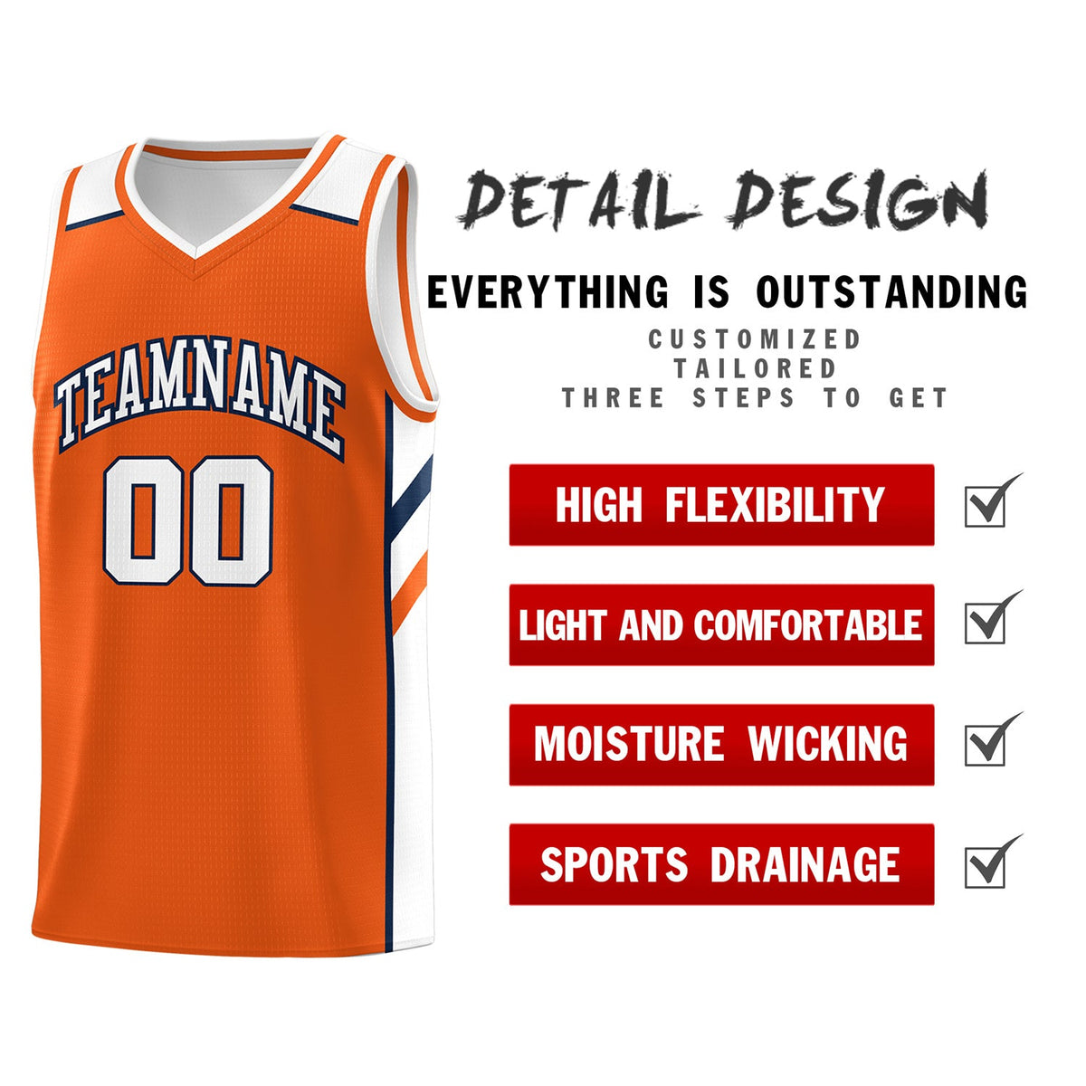 Custom Orange White Classic Tops Men/Boy Athletic Basketball Jersey