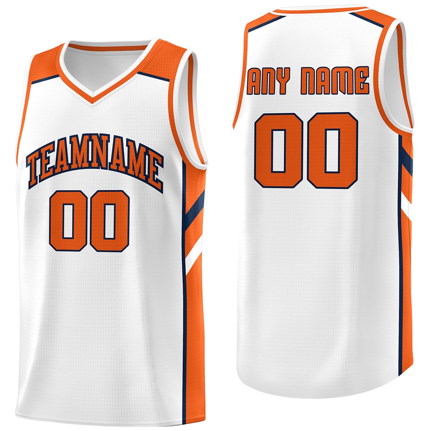 Custom White Orange-Navy Classic Tops Men/Boy Athletic Basketball Jersey