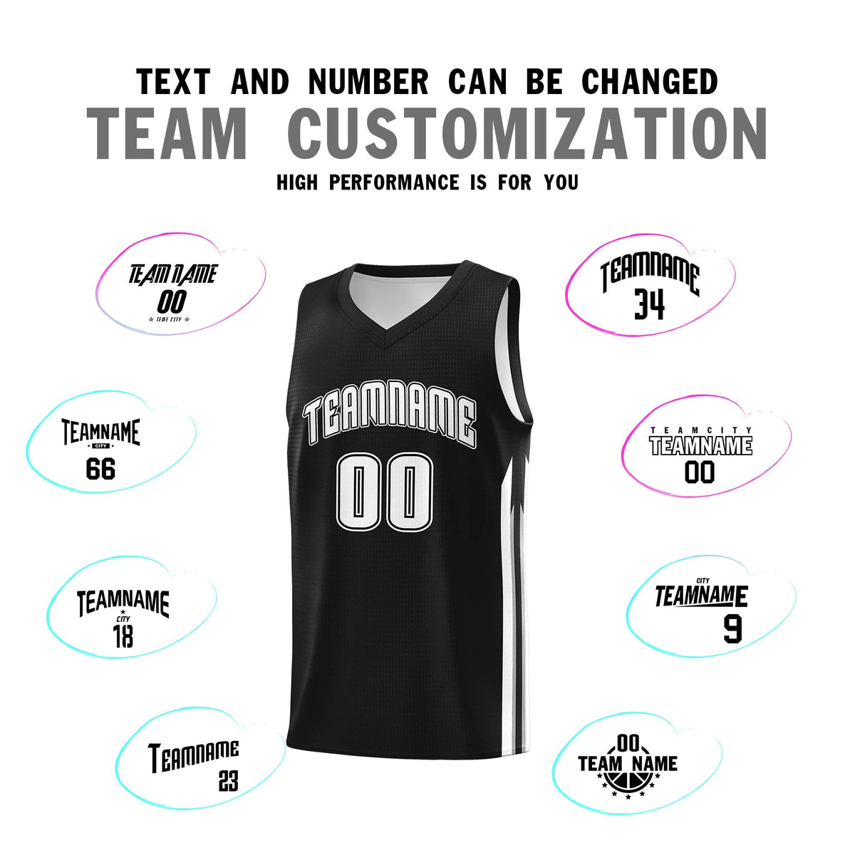 Custom Black White-Black Classic Sets Sports Uniform Basketball Jersey