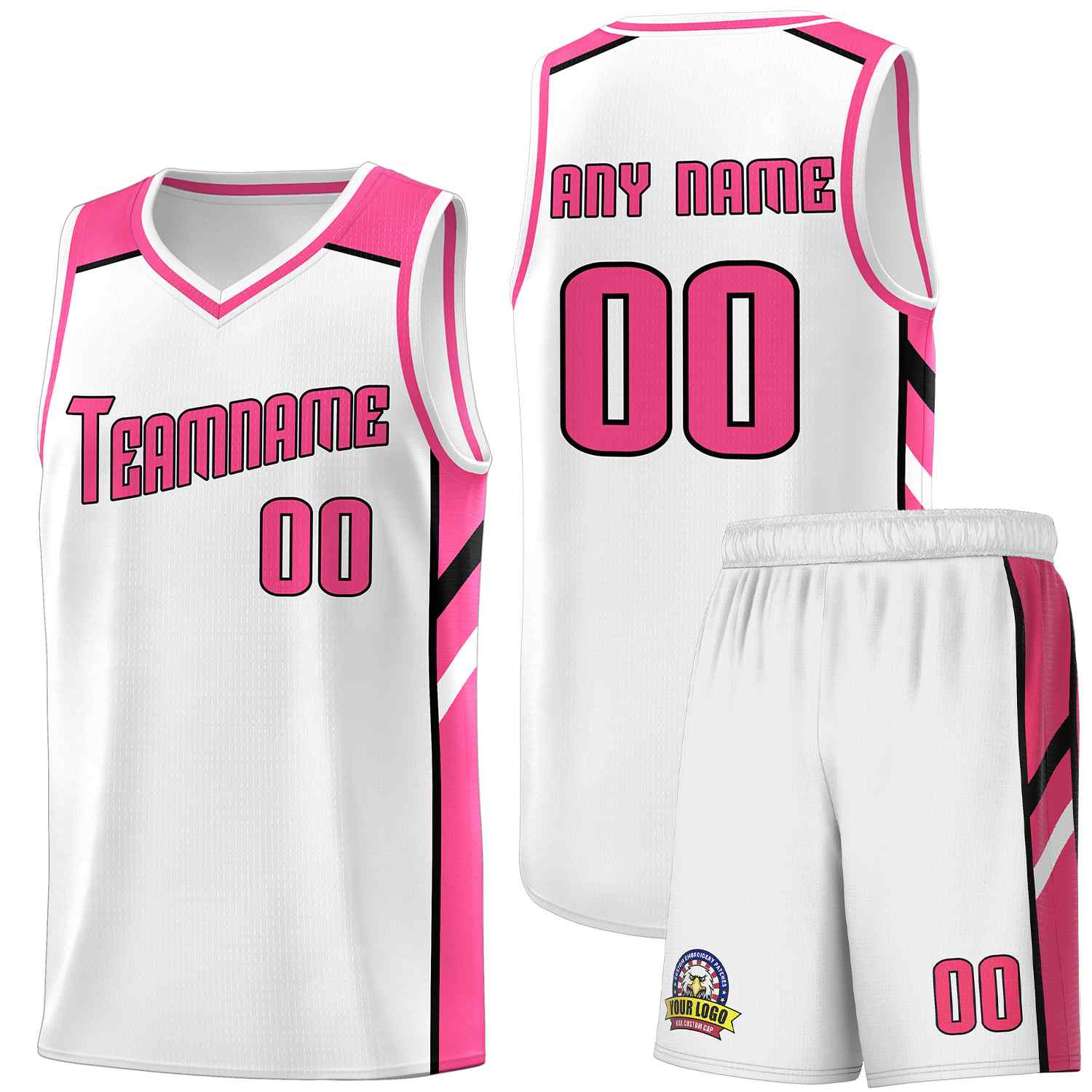 Custom White Pink-Black Classic Sets Sports Uniform Basketball Jersey