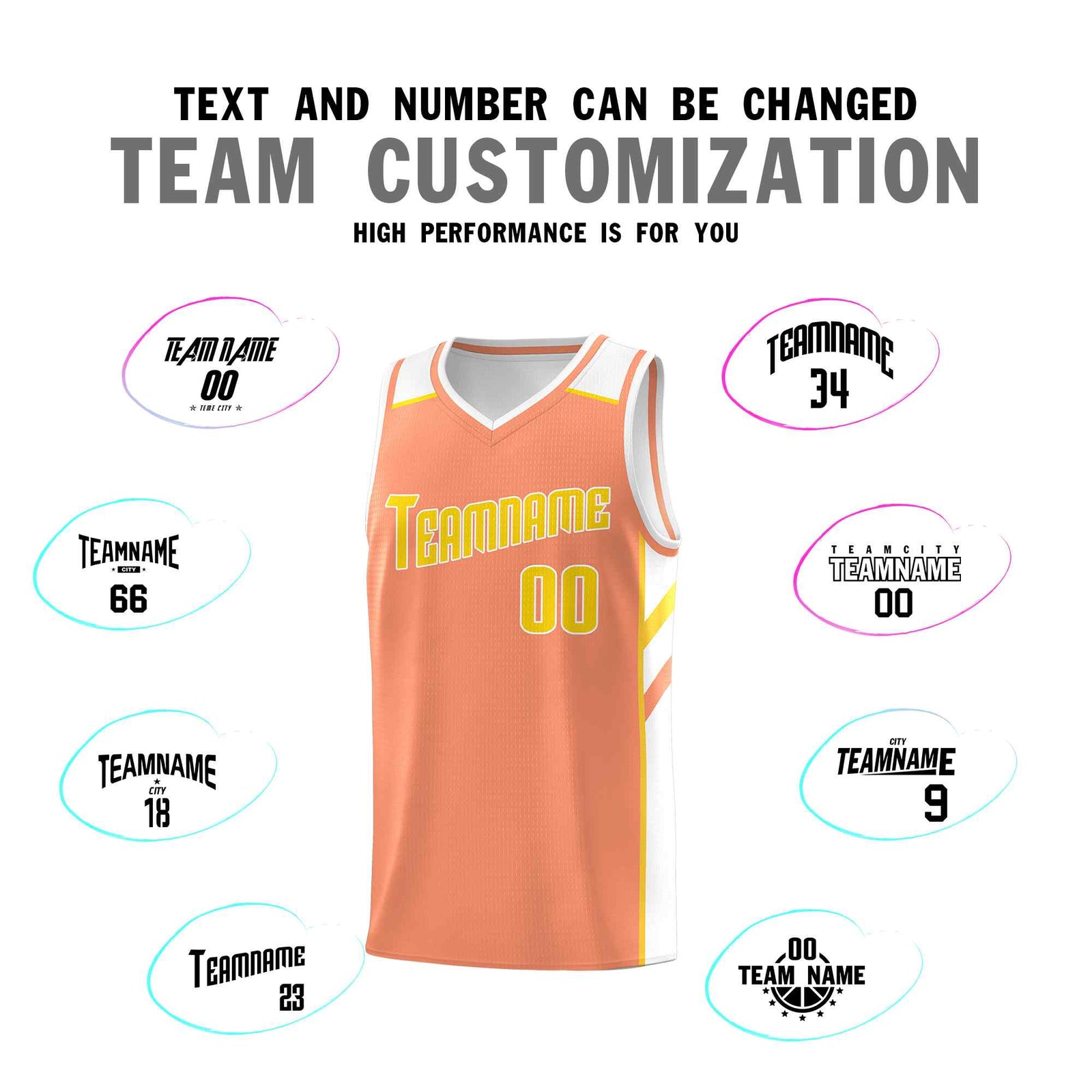 Custom Orange Yellow-White Classic Sets Sports Uniform Basketball Jersey