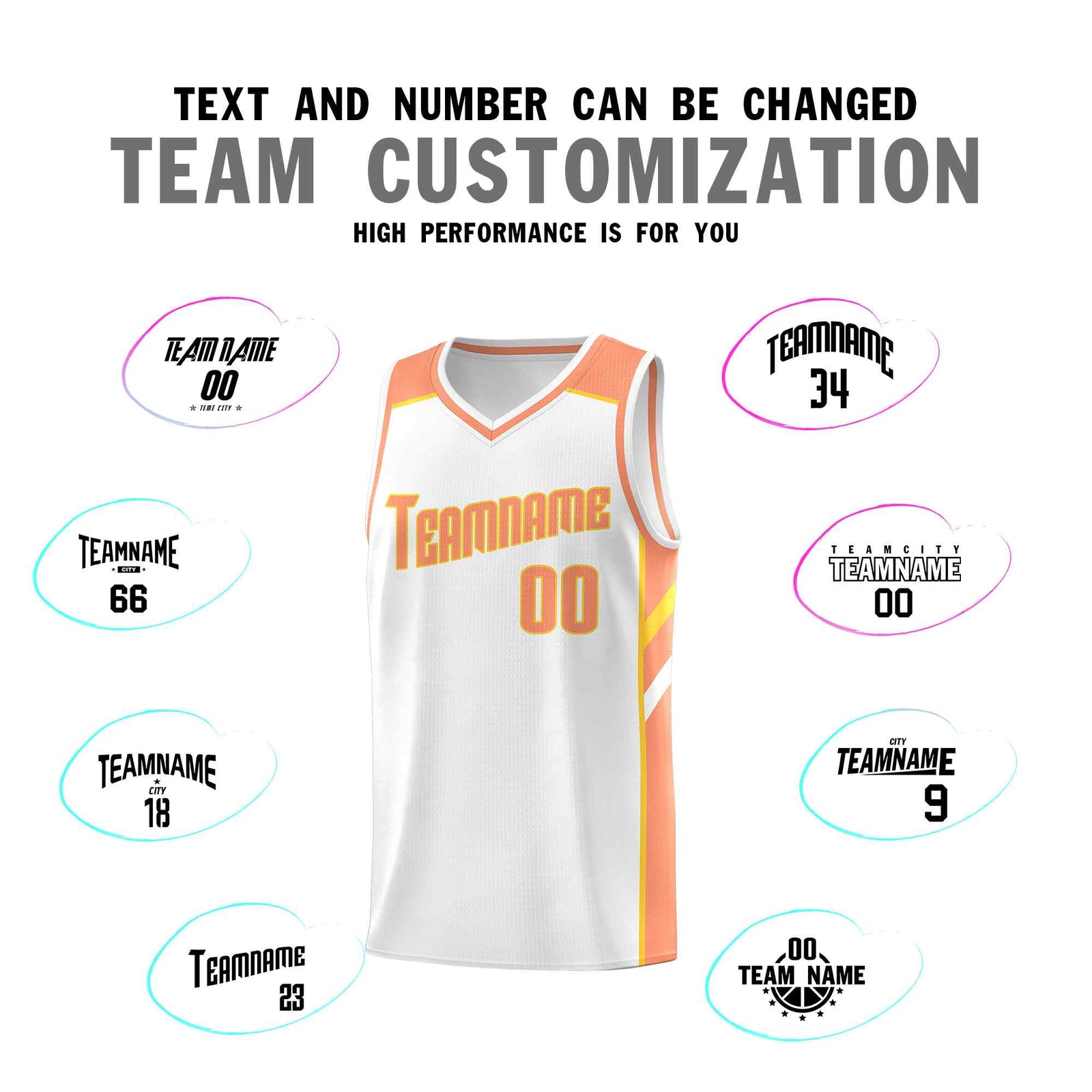 Custom White Orange-Yellow Classic Sets Sports Uniform Basketball Jersey