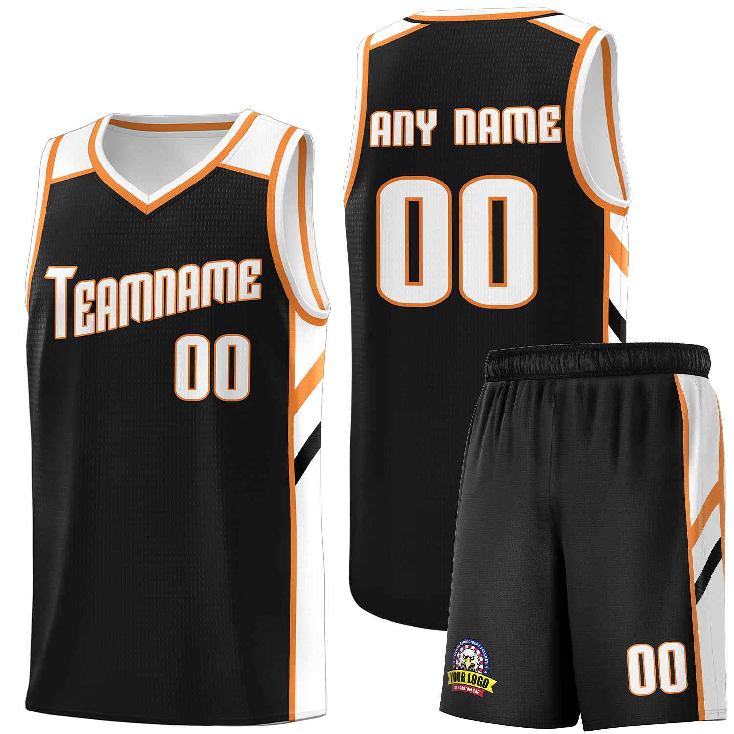 Custom Black White-Orange Classic Sets Sports Uniform Basketball Jersey