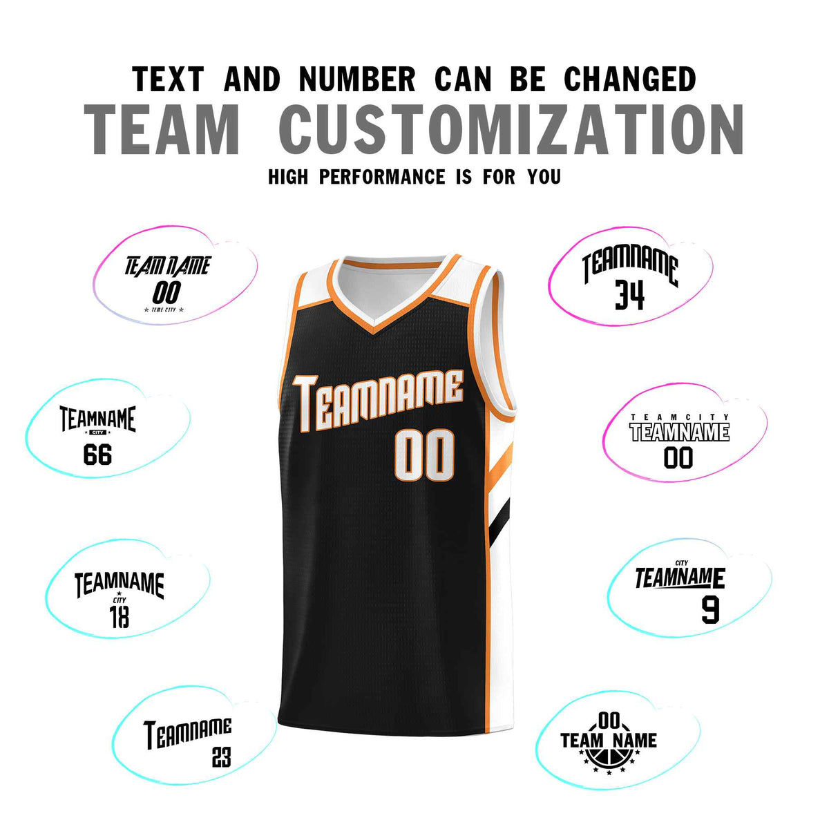 Custom Black White-Orange Classic Sets Sports Uniform Basketball Jersey
