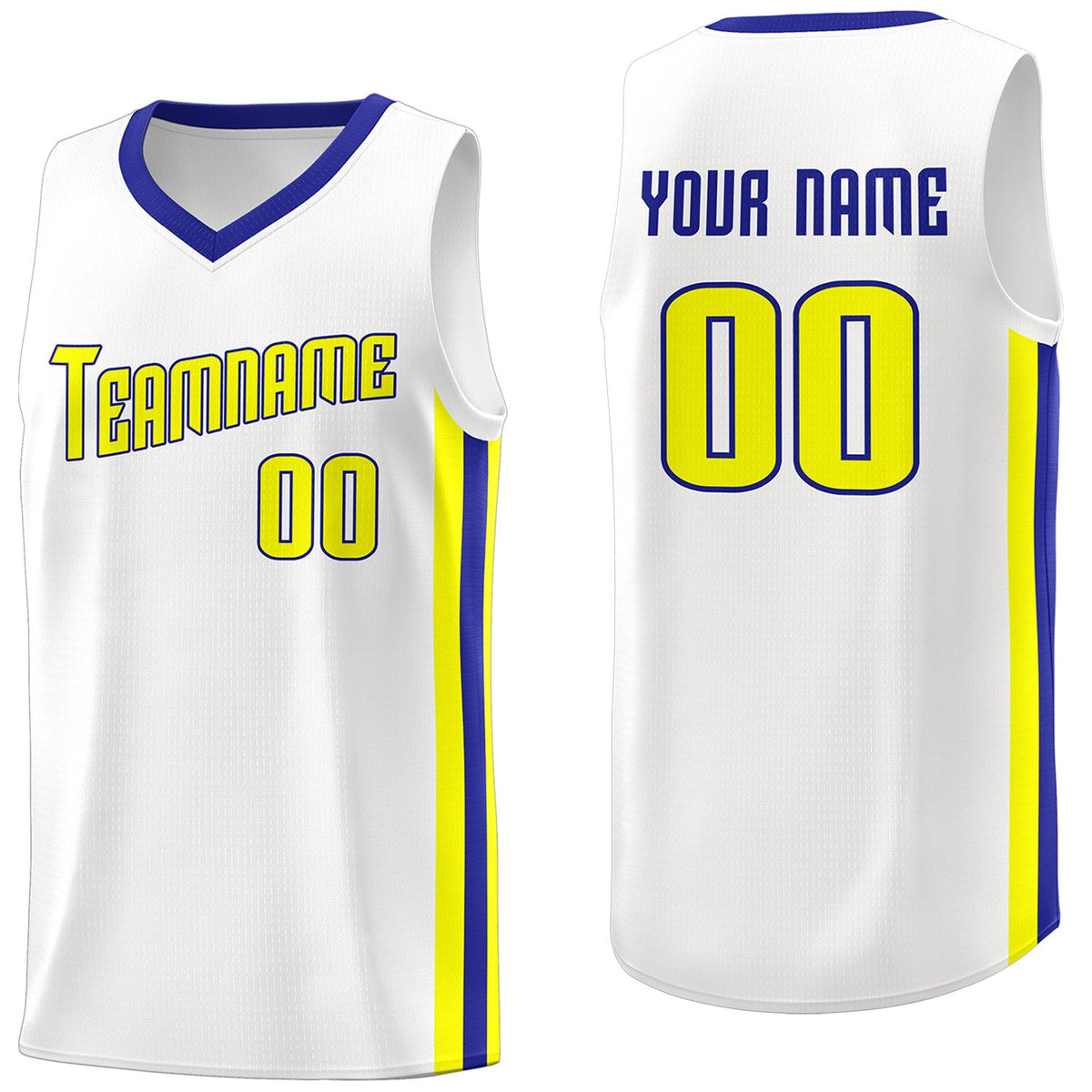 Custom White Yellow-Royal Classic Tops Tank Top Basketball Jersey