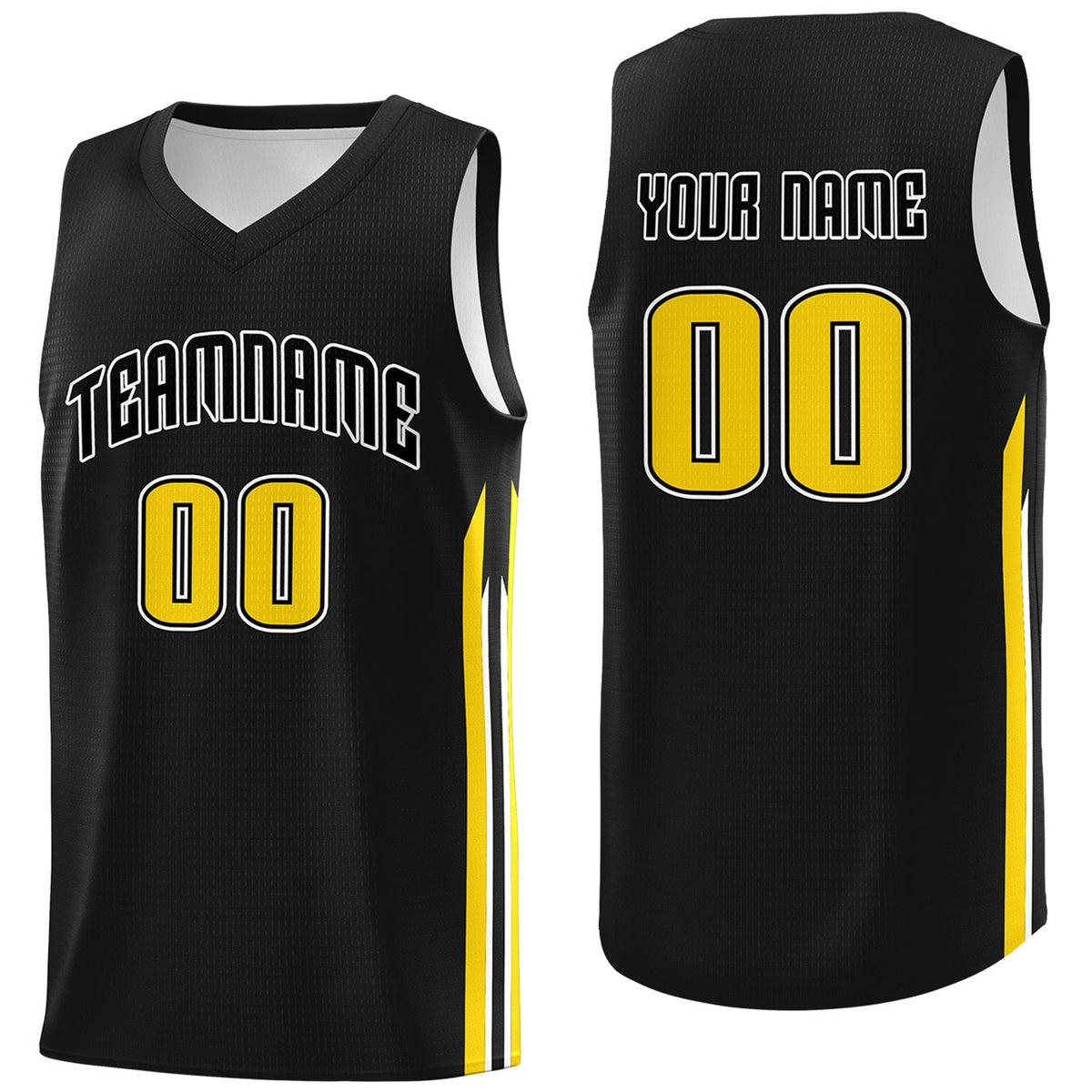 Custom Black Yellow Classic Tops Sport Game Basketball Jersey