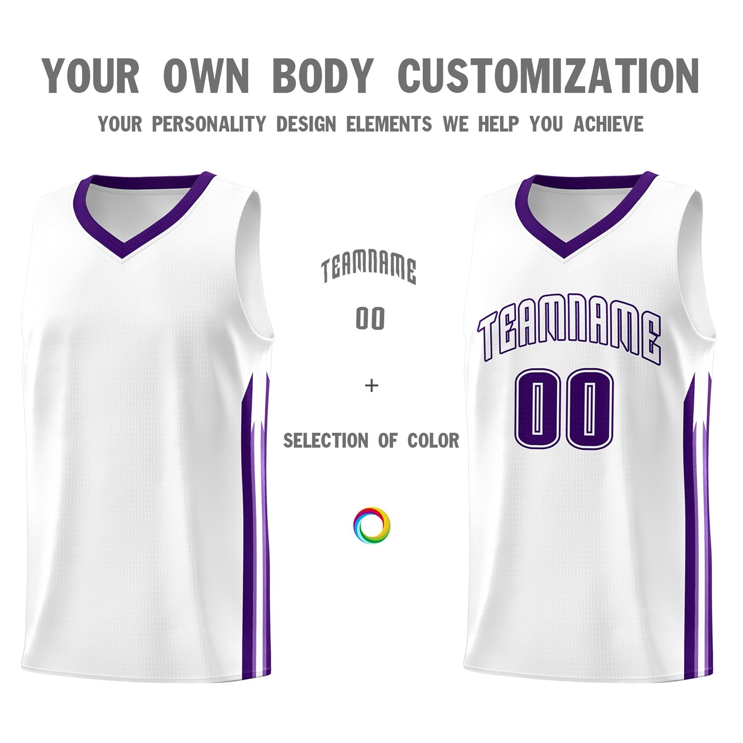 Custom White PurpleClassic Tops Athletic Casual Basketball Jersey
