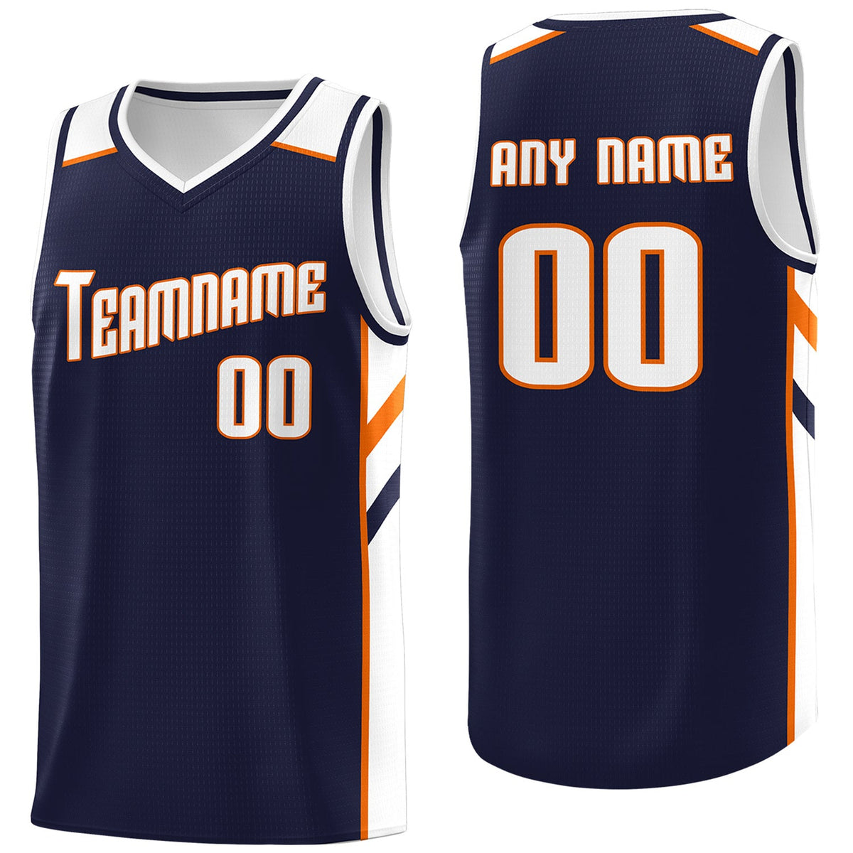Custom Navy Orange-White Classic Tops Men/Boy Athletic Basketball Jersey