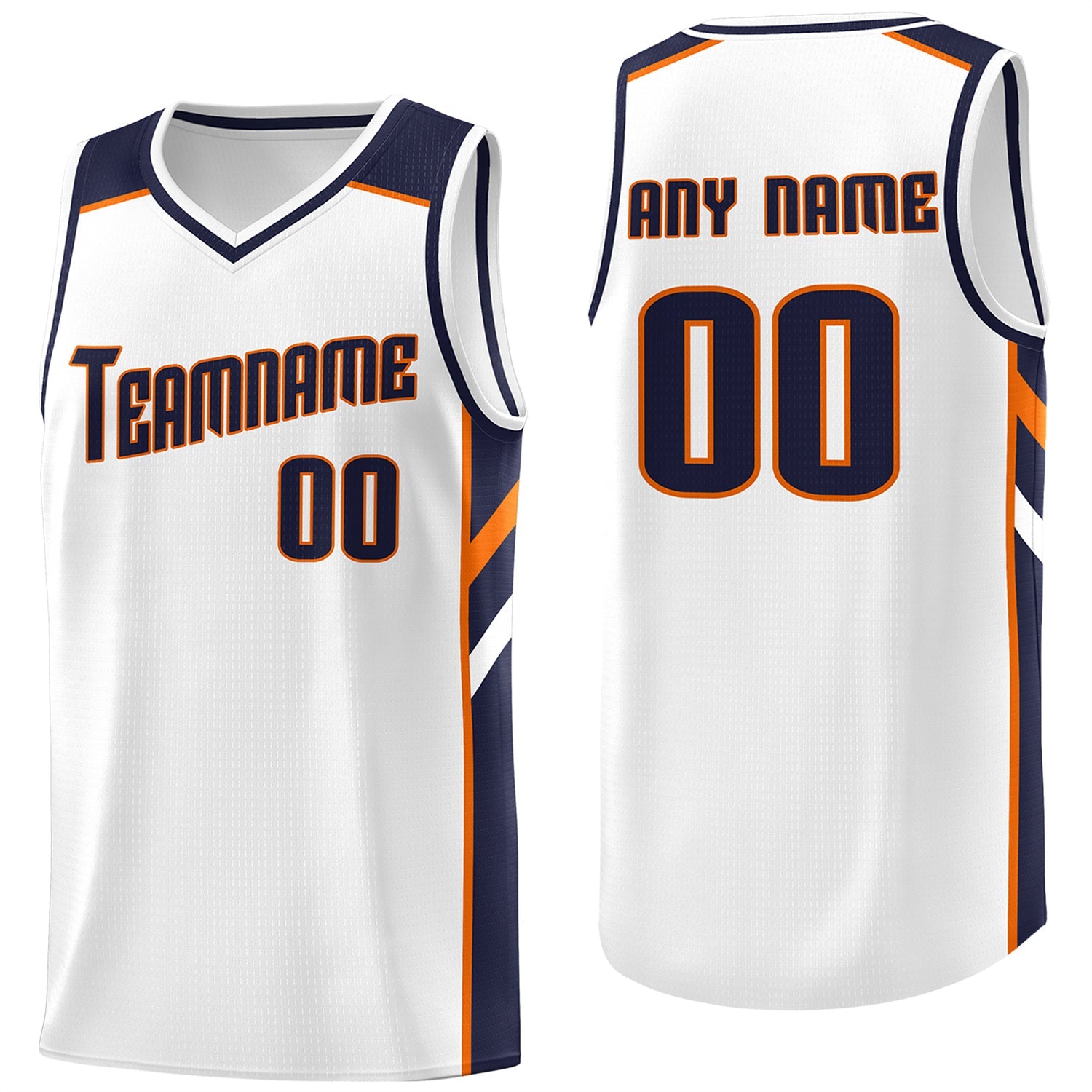 Custom White Navy-Orange Classic Tops Men/Boy Athletic Basketball Jersey