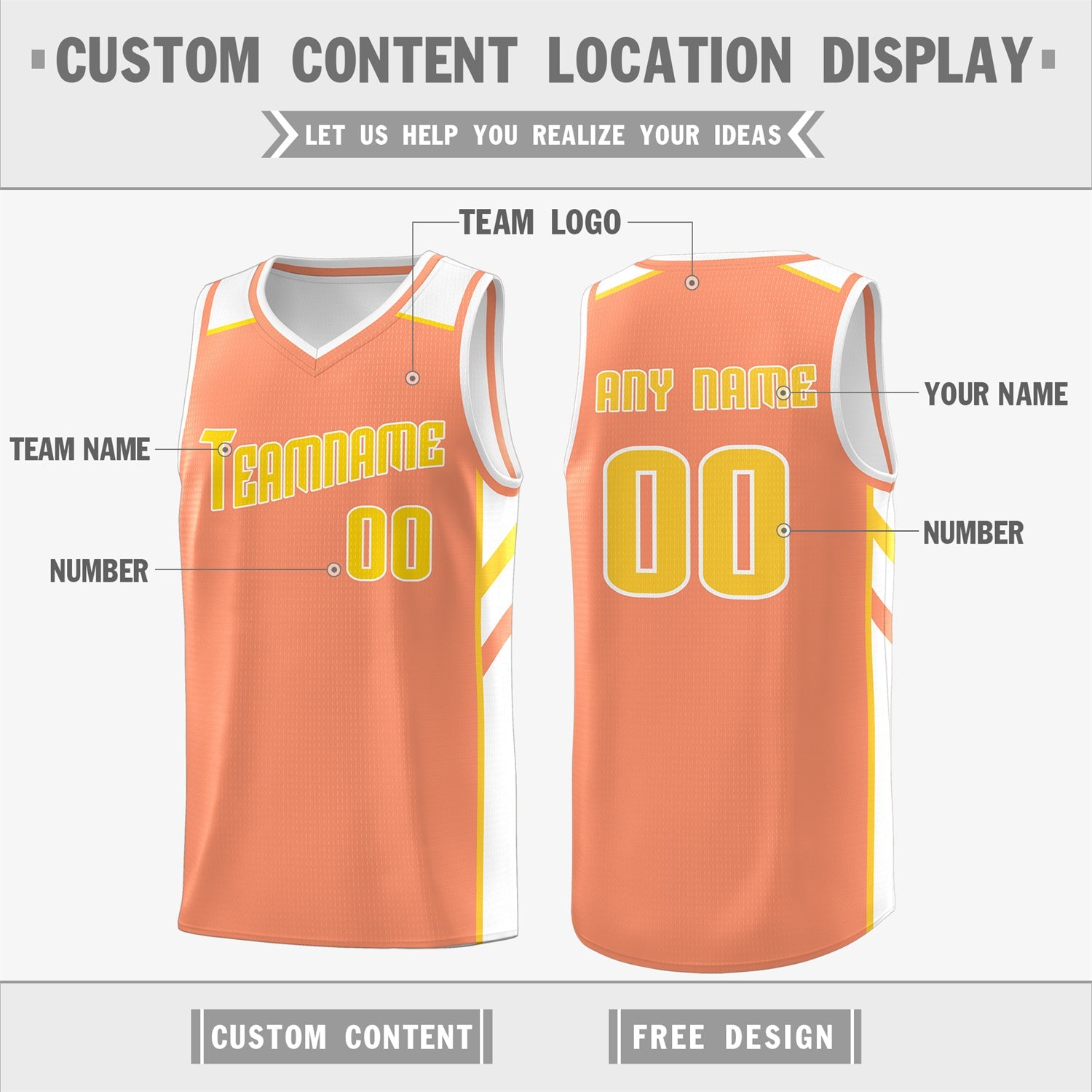 Custom Orange Yellow Classic Tops Men/Boy Athletic Basketball Jersey