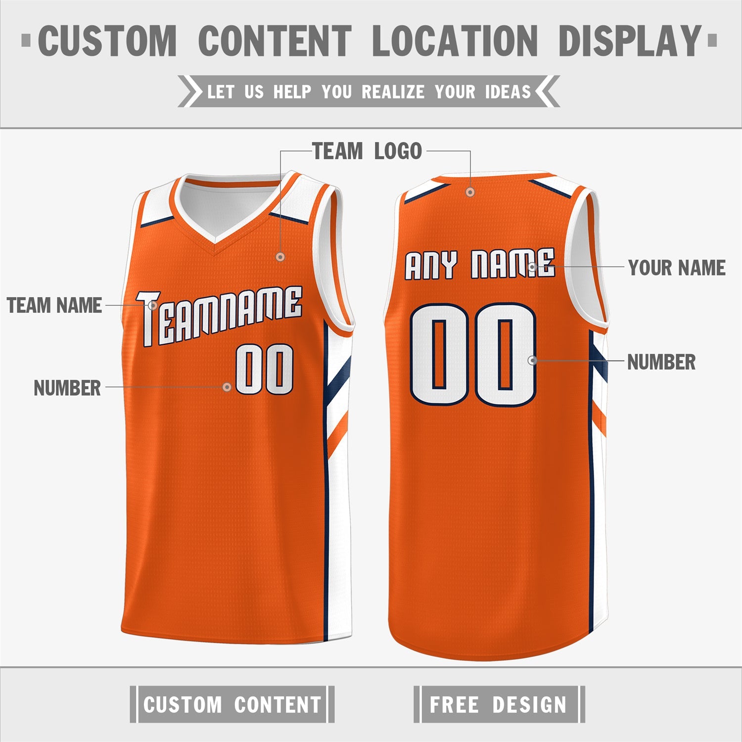 Custom Orange White Classic Tops Men/Boy Athletic Basketball Jersey