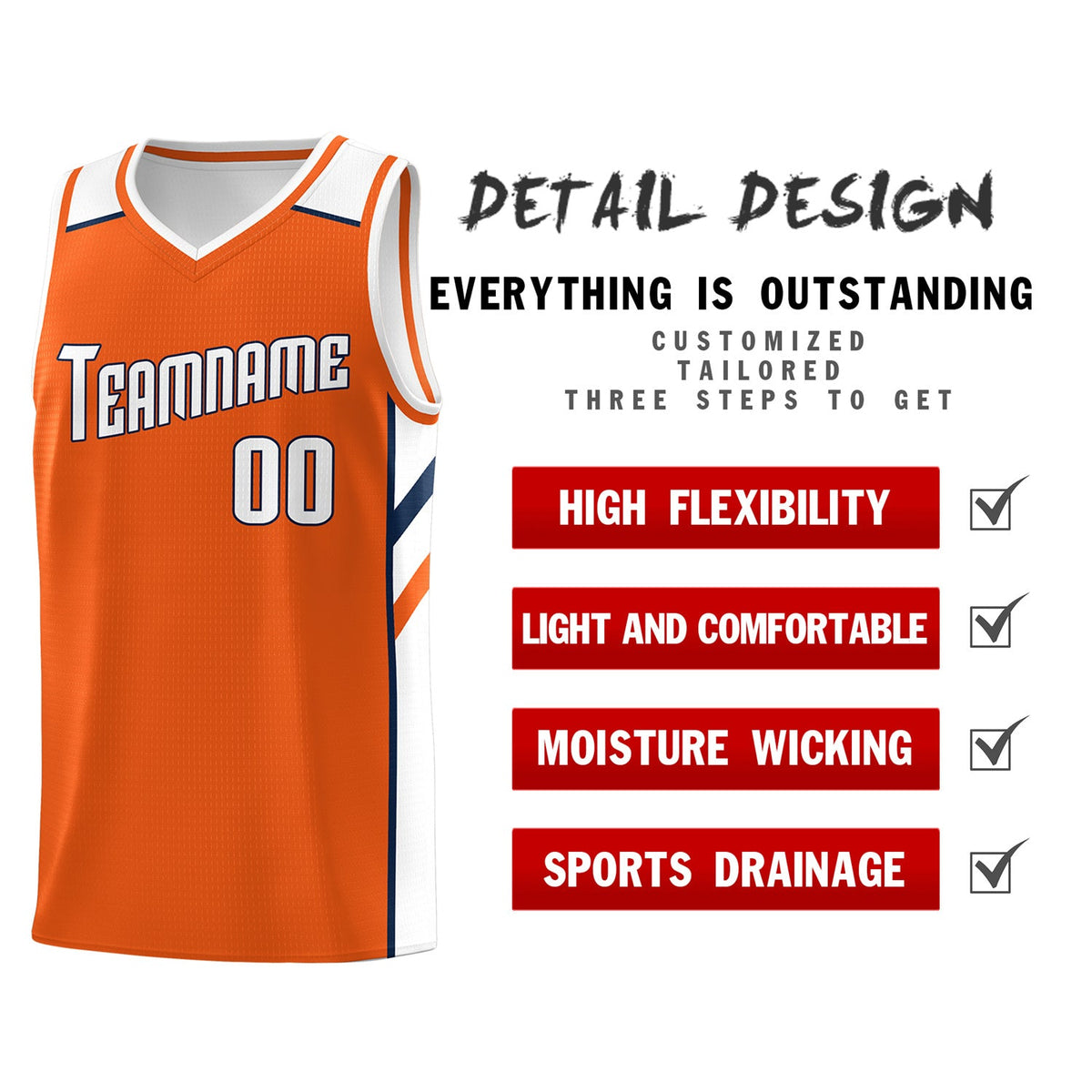 Custom Orange White Classic Tops Men/Boy Athletic Basketball Jersey