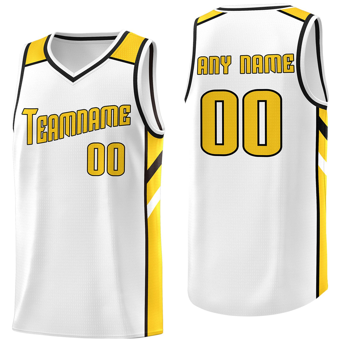 Custom White YellowClassic Tops Breathable Basketball Jersey