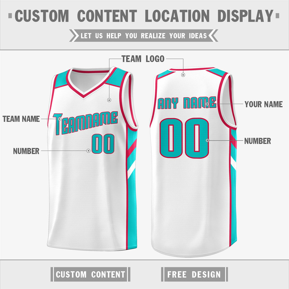 Custom White Light Green Classic Tops Breathable Basketball Jersey