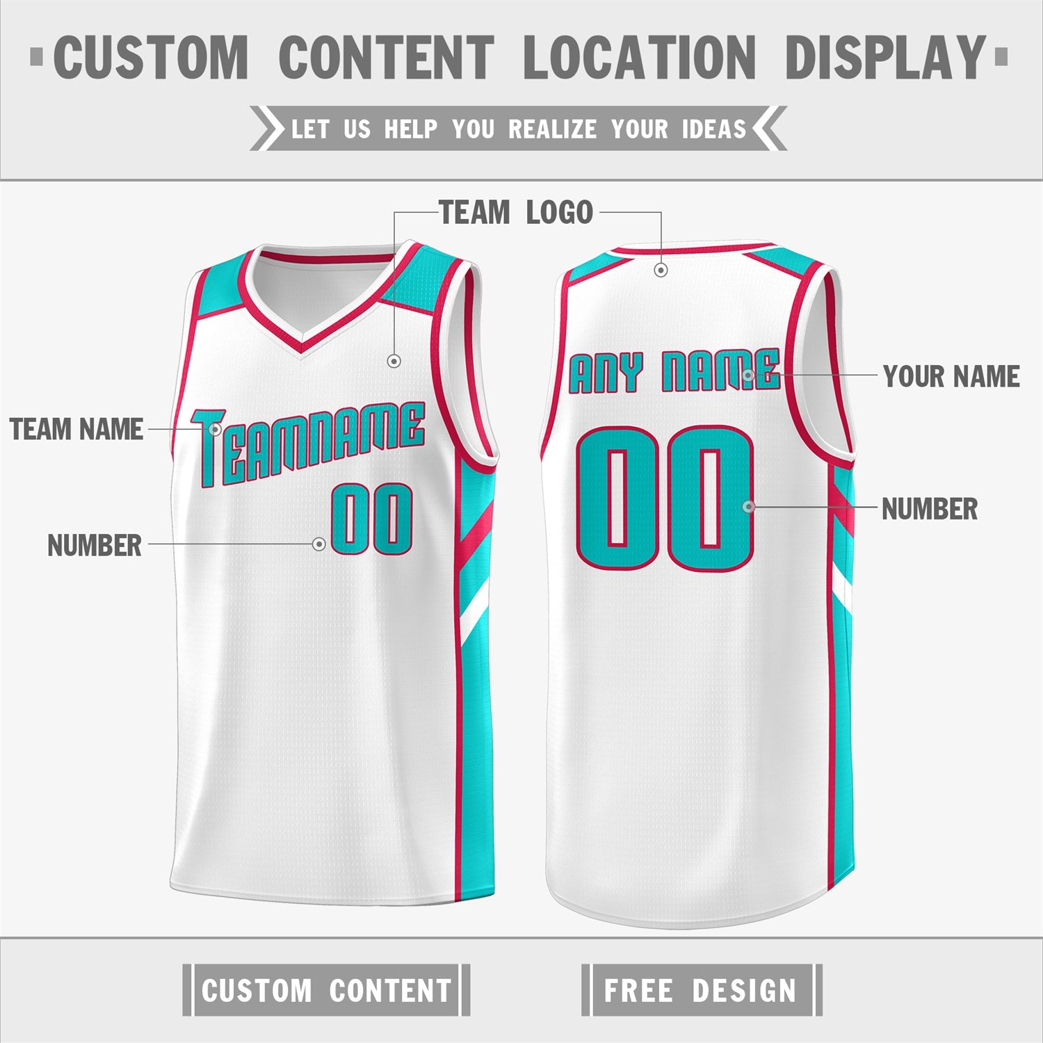 Custom White Light Green Classic Tops Breathable Basketball Jersey