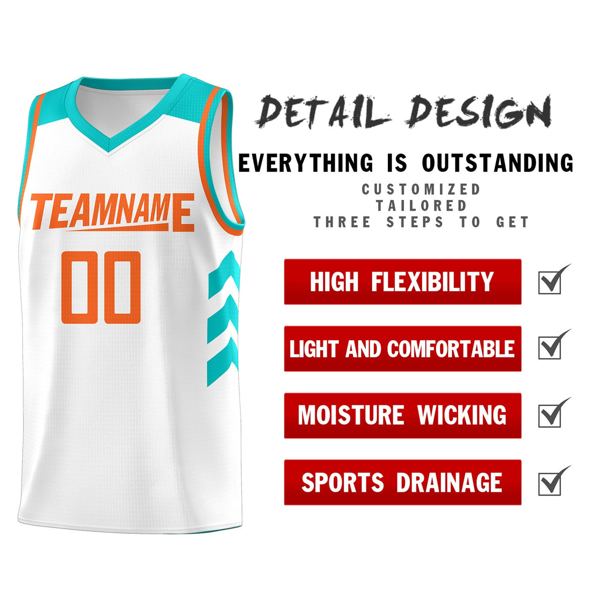 Custom White Orange Classic Tops Mesh Sport Basketball Jersey