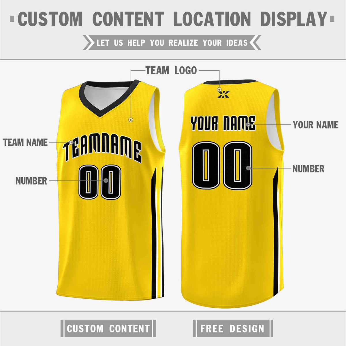 Custom Yellow Black-Classic Tops Mesh Sport Basketball Jersey