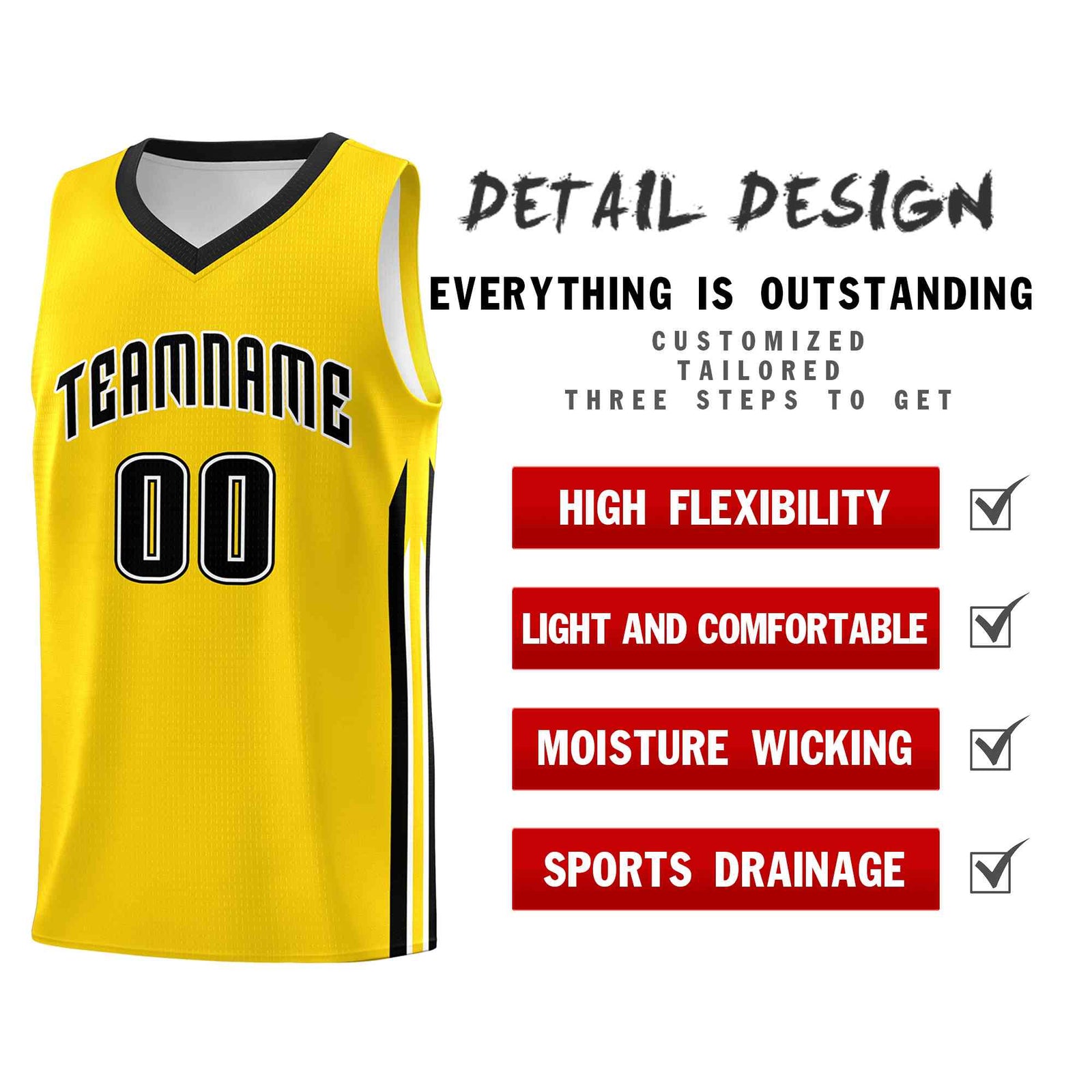 Custom Yellow Black-Classic Tops Mesh Sport Basketball Jersey