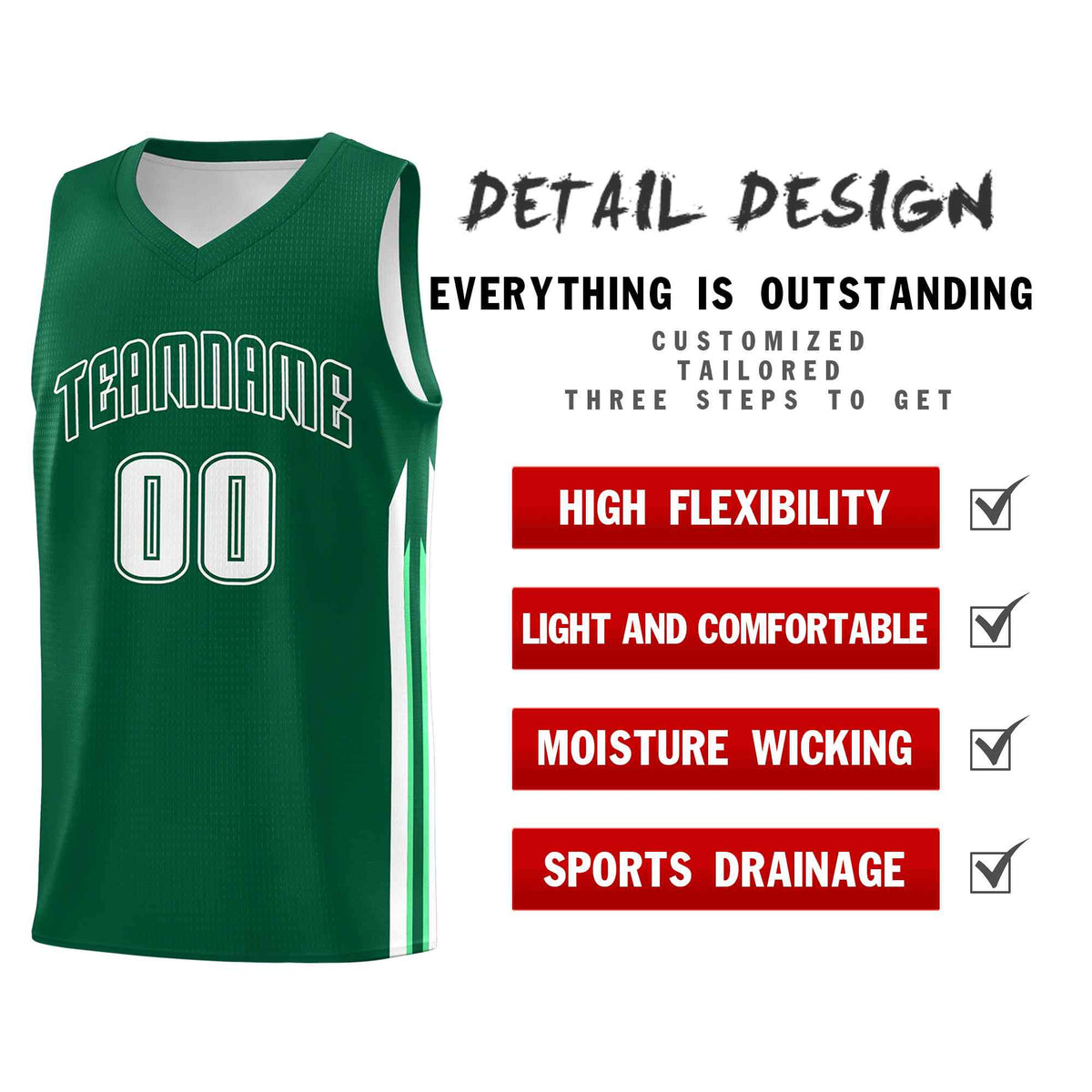 Custom Green White-Classic Tops Mesh Sport Basketball Jersey