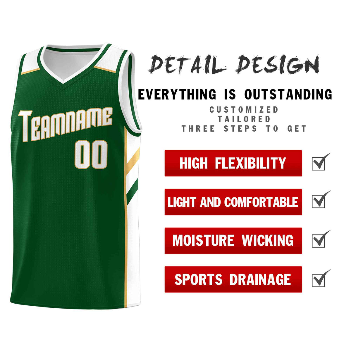 Custom Green White-Old Gold Classic Tops Style Mesh Sport Basketball Jersey