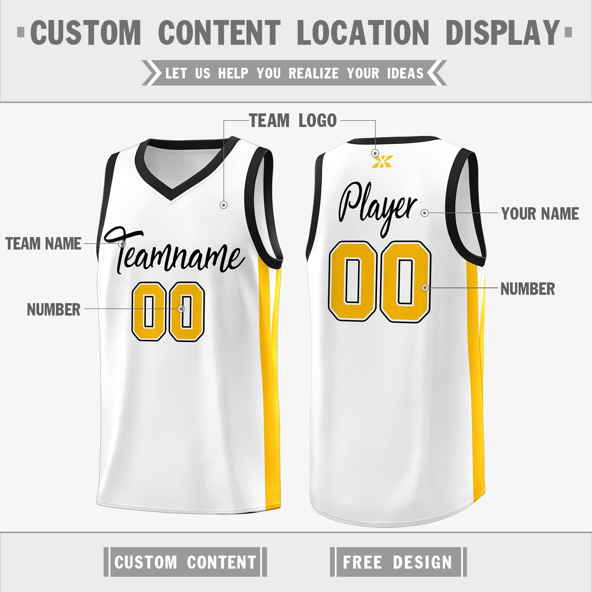 Custom White Black Classic Tops Outdoor Personalized Basketball Jersey