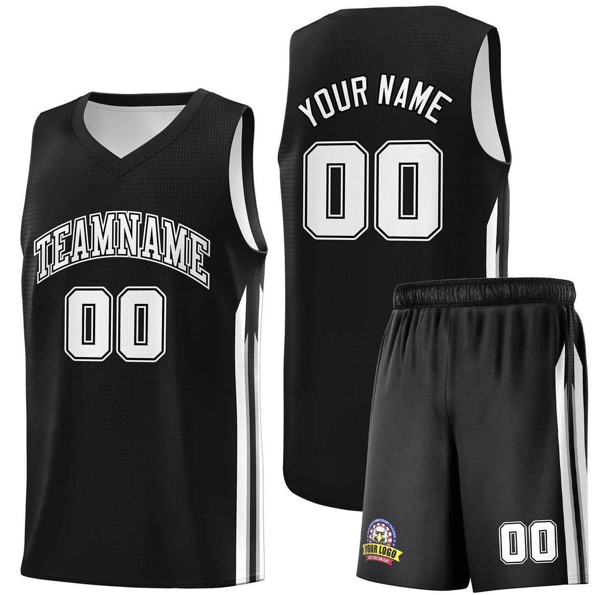 Custom Black White-Black Classic Sets Sports Uniform Basketball Jersey