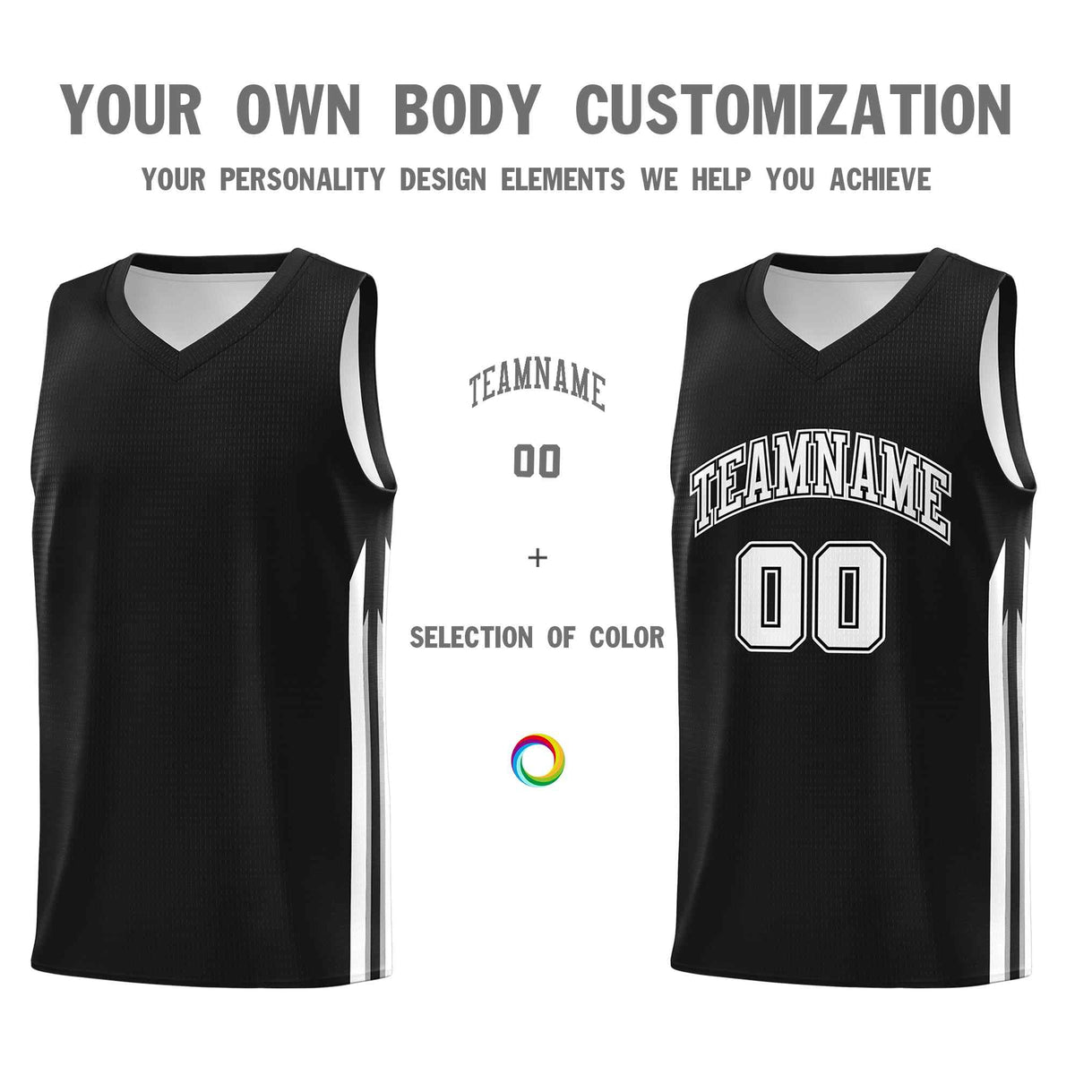 Custom Black White-Black Classic Sets Sports Uniform Basketball Jersey