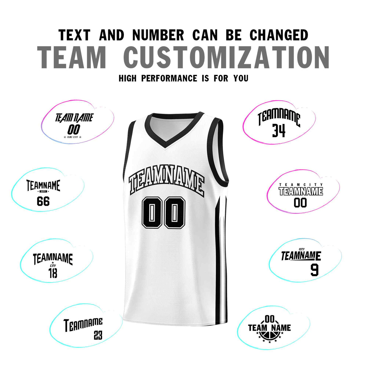 Custom White Black Classic Sets Sports Uniform Basketball Jersey