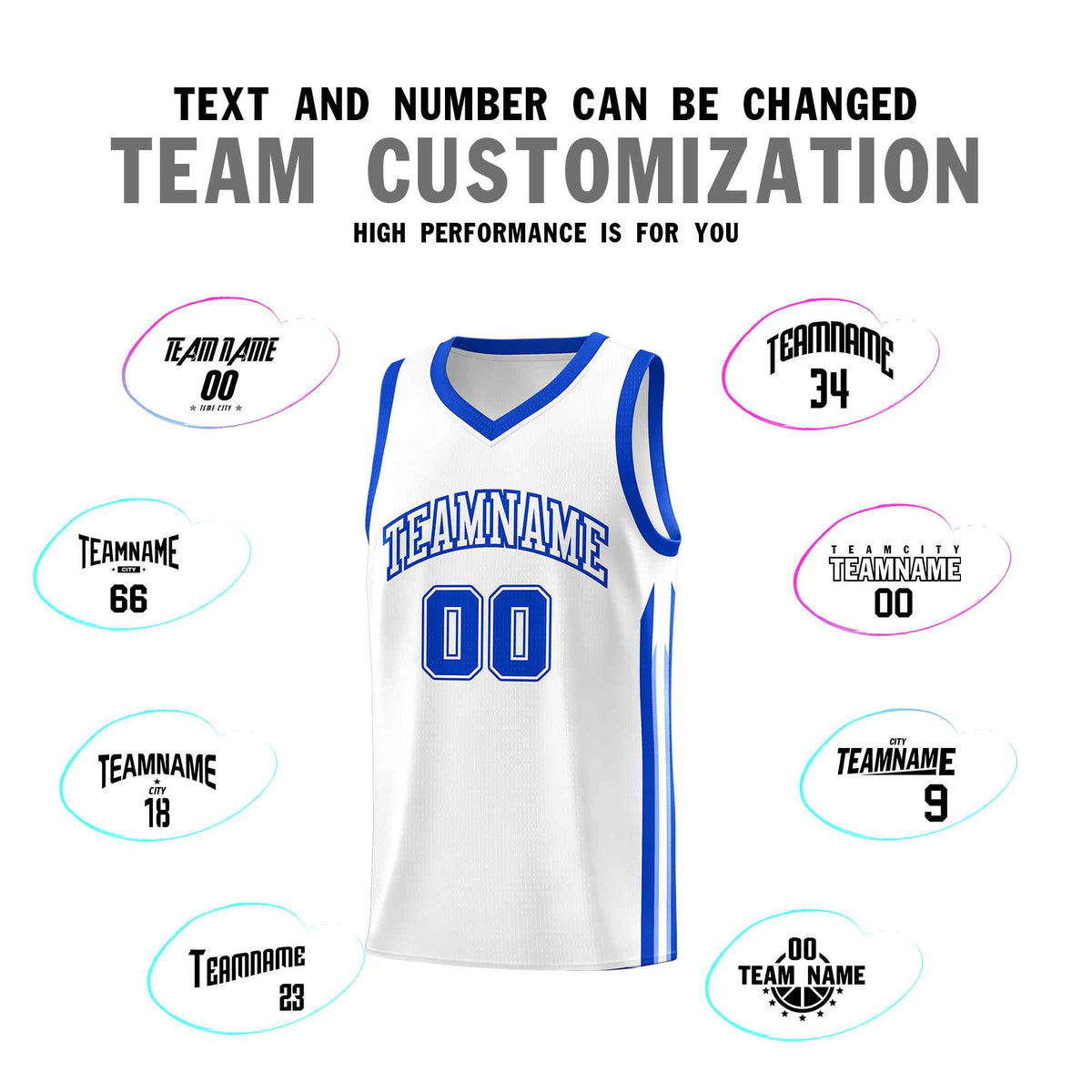 Custom White Royal Classic Sets Sports Uniform Basketball Jersey