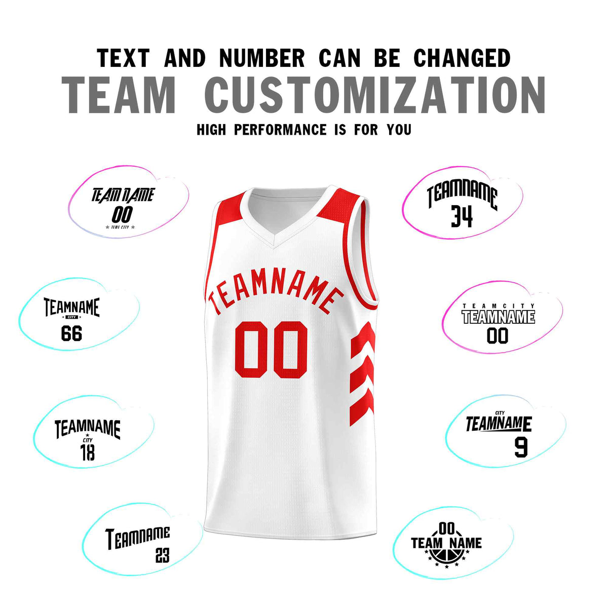 Custom White Red Classic Sets Sports Uniform Basketball Jersey