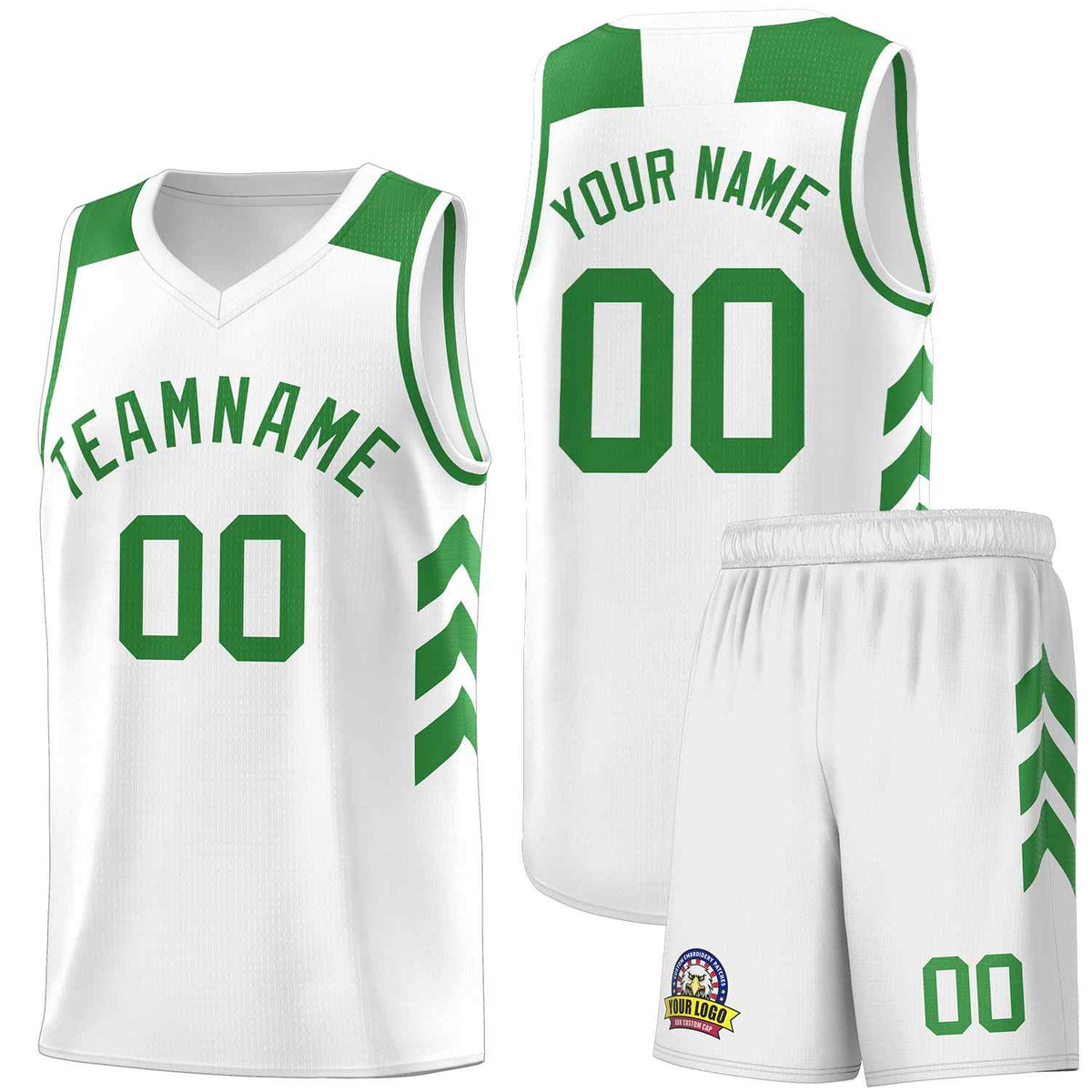 Custom White Green Classic Sets Sports Uniform Basketball Jersey