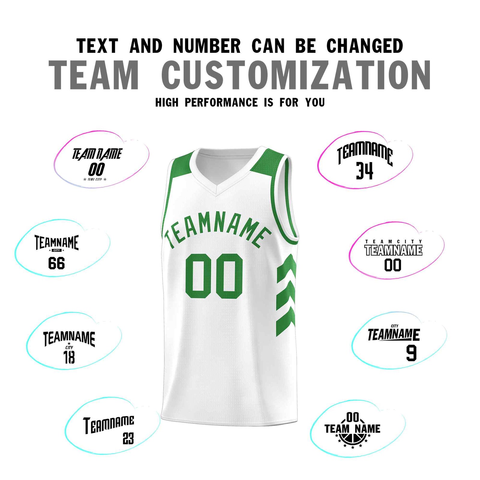 Custom White Green Classic Sets Sports Uniform Basketball Jersey