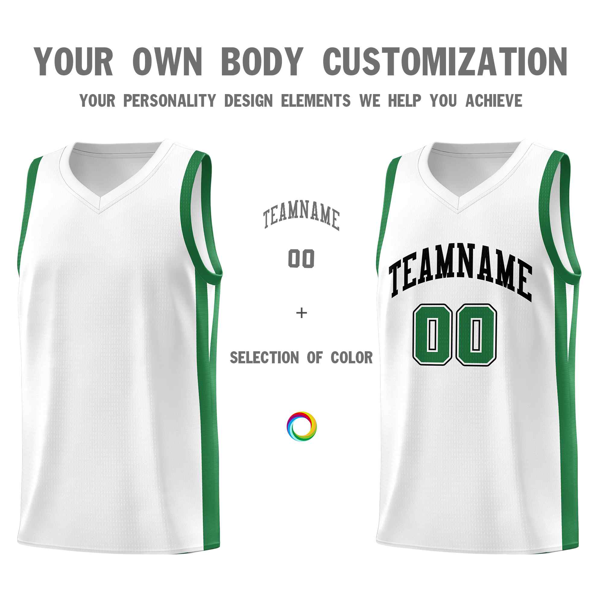 Custom White Green Classic Sets Sports Uniform Basketball Jersey