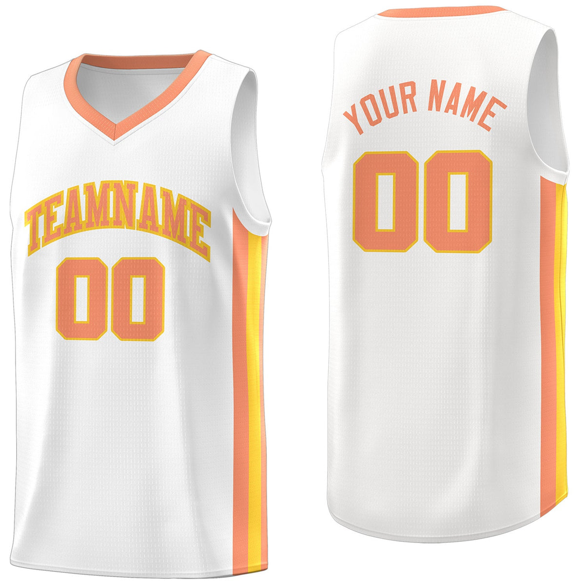 Custom White Orange-Yellow Classic Tops Athletic Casual Basketball Jersey